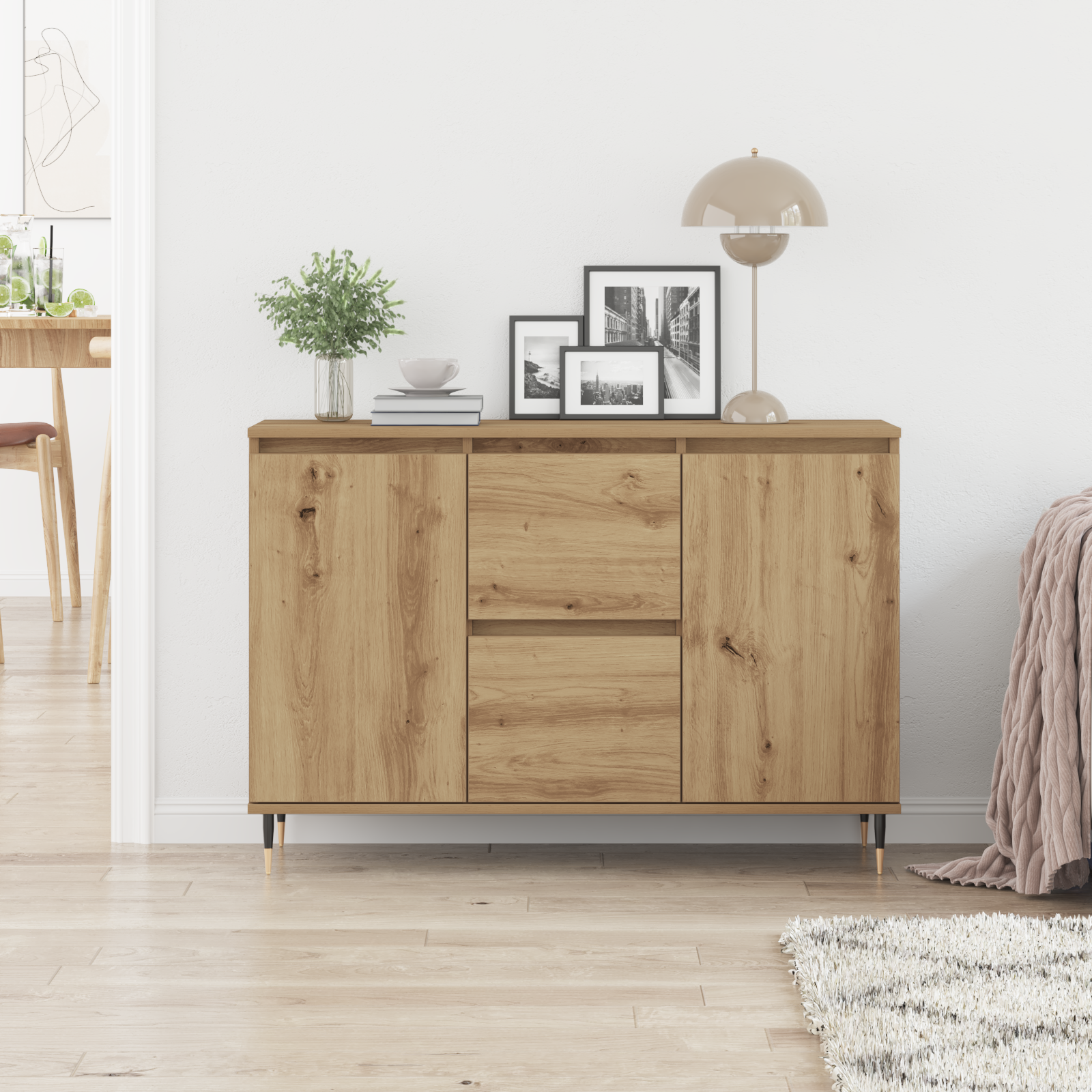 Sideboard with Doors & Drawers Artisan Oak 101,5x35x70 cm - Image 4