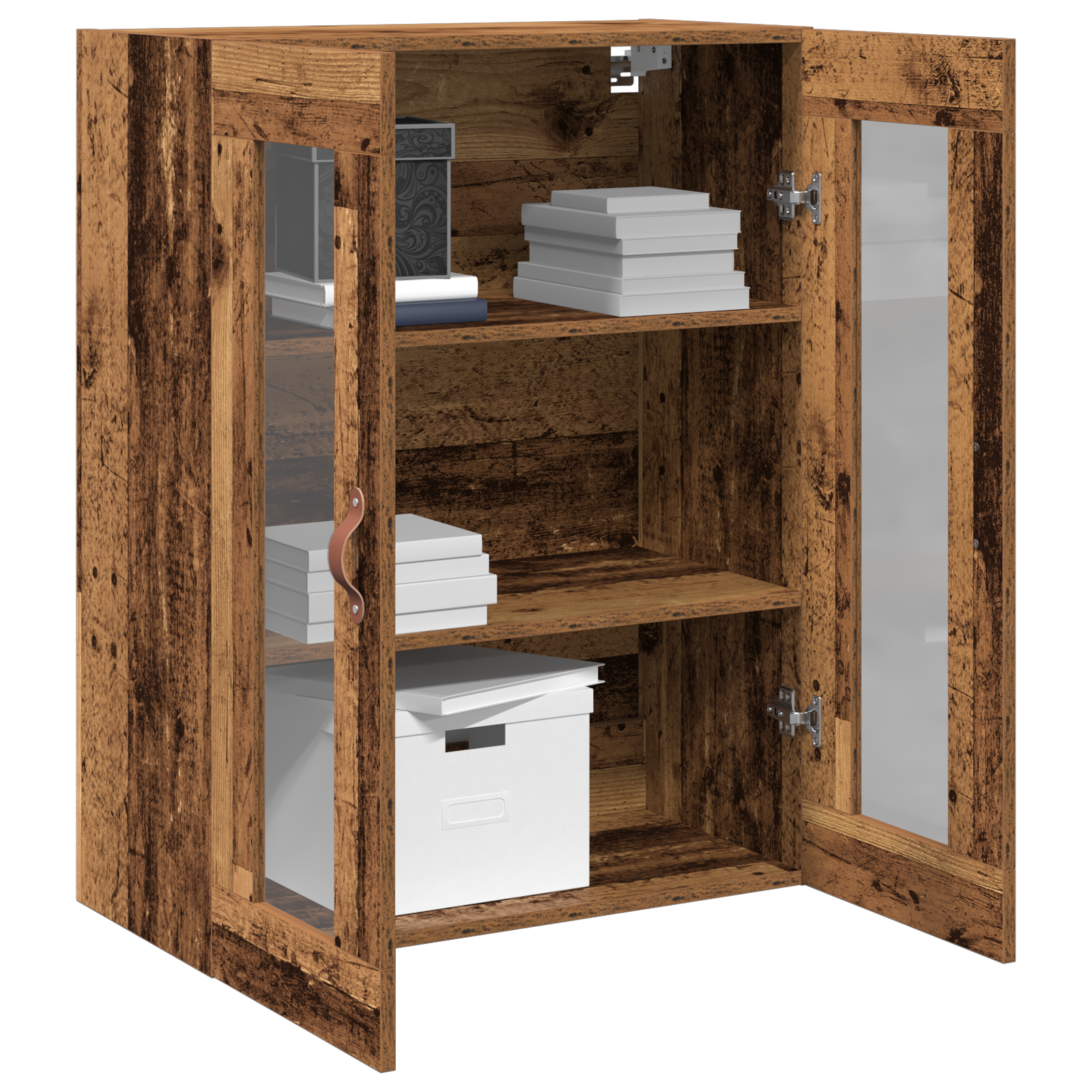Wall-Mounted Cabinet with Glass Doors Old Wood 69,5x34x90 cm - Image 3