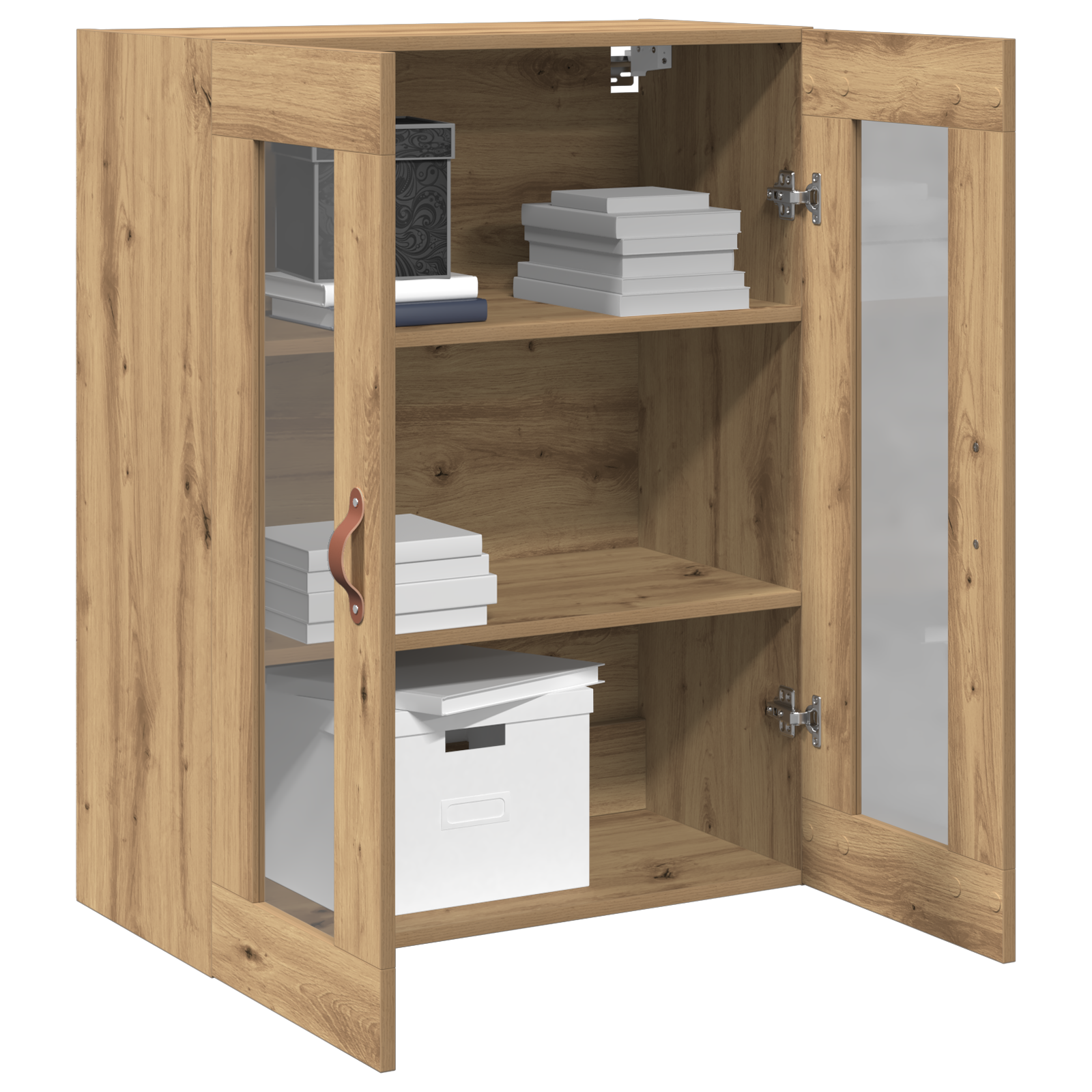 Wall-Mounted Cabinet with Glass Doors Artisan Oak 69,5x34x90 cm - Image 3