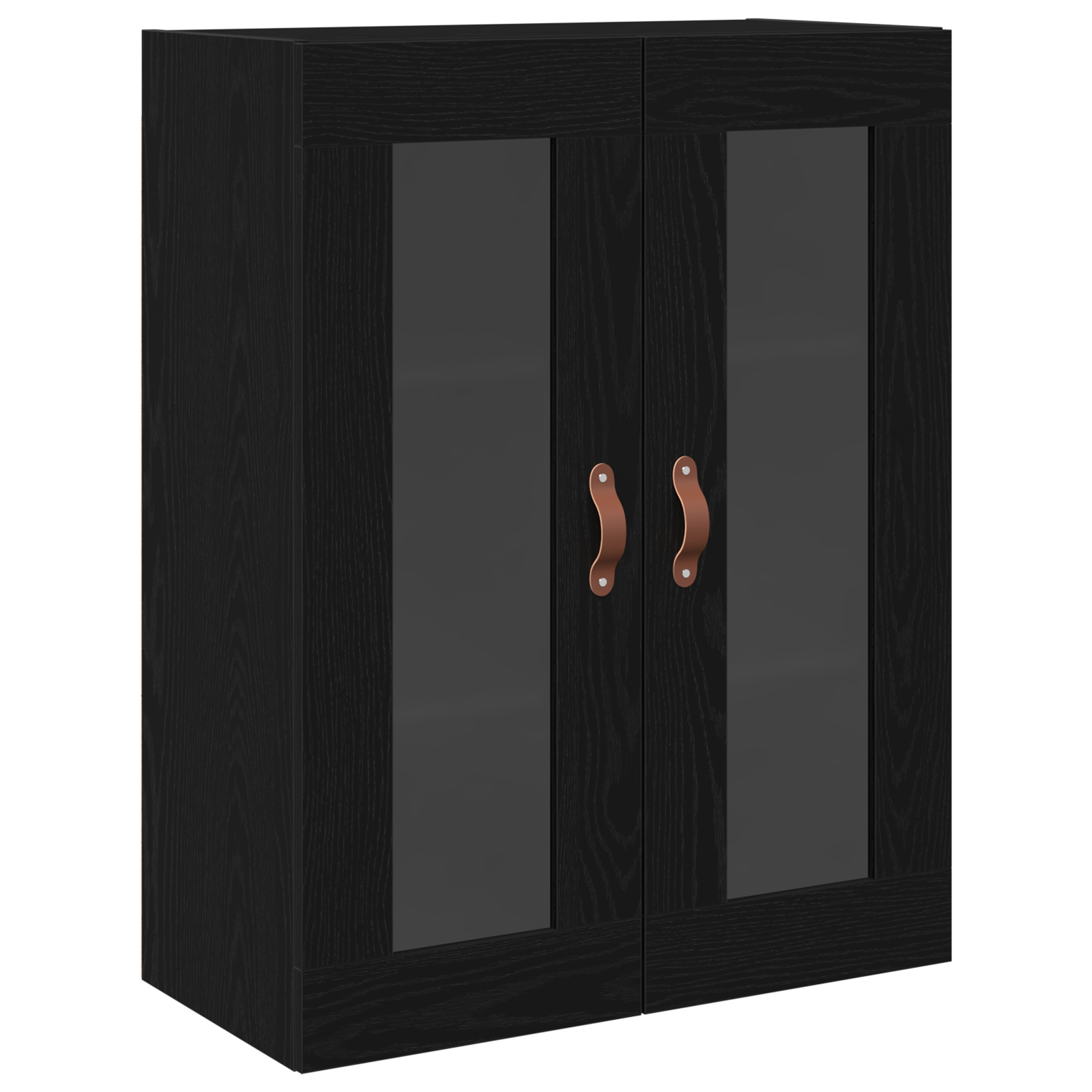 Wall-Mounted Cabinet with Glass Doors Black Oak 69,5x34x90 cm - Image 2