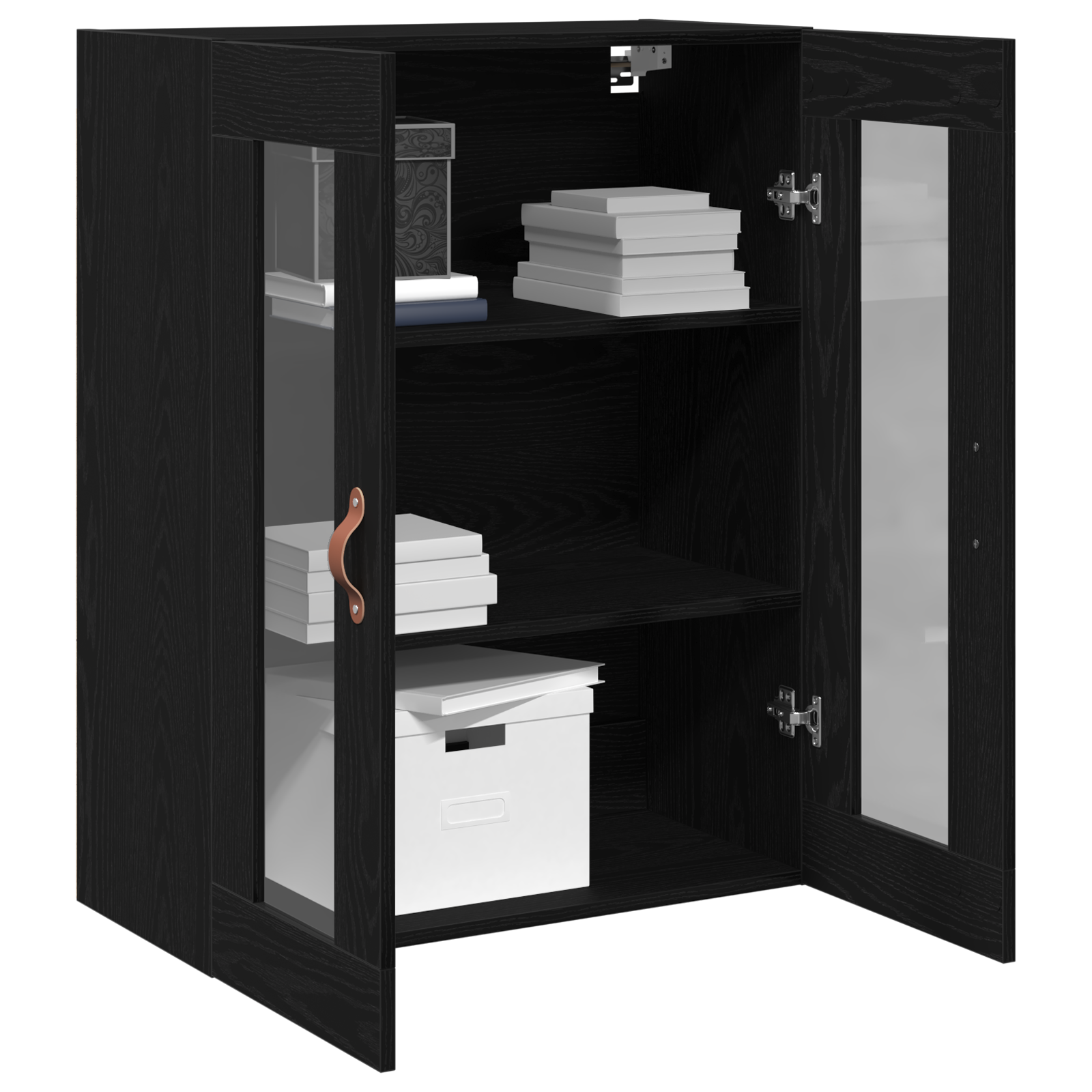 Wall-Mounted Cabinet with Glass Doors Black Oak 69,5x34x90 cm - Image 5