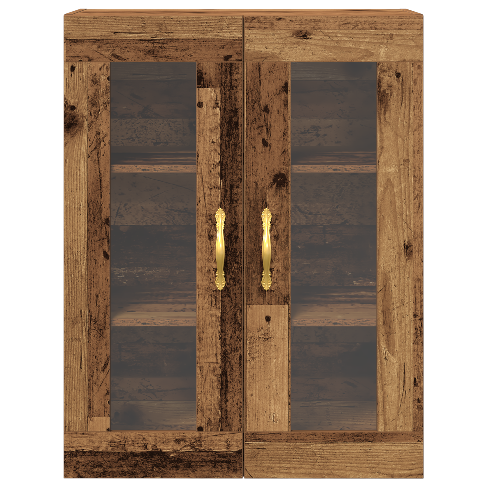 Wall-Mounted Cabinet with Glass Doors Old Wood 69,5x34x90 cm - Image 6