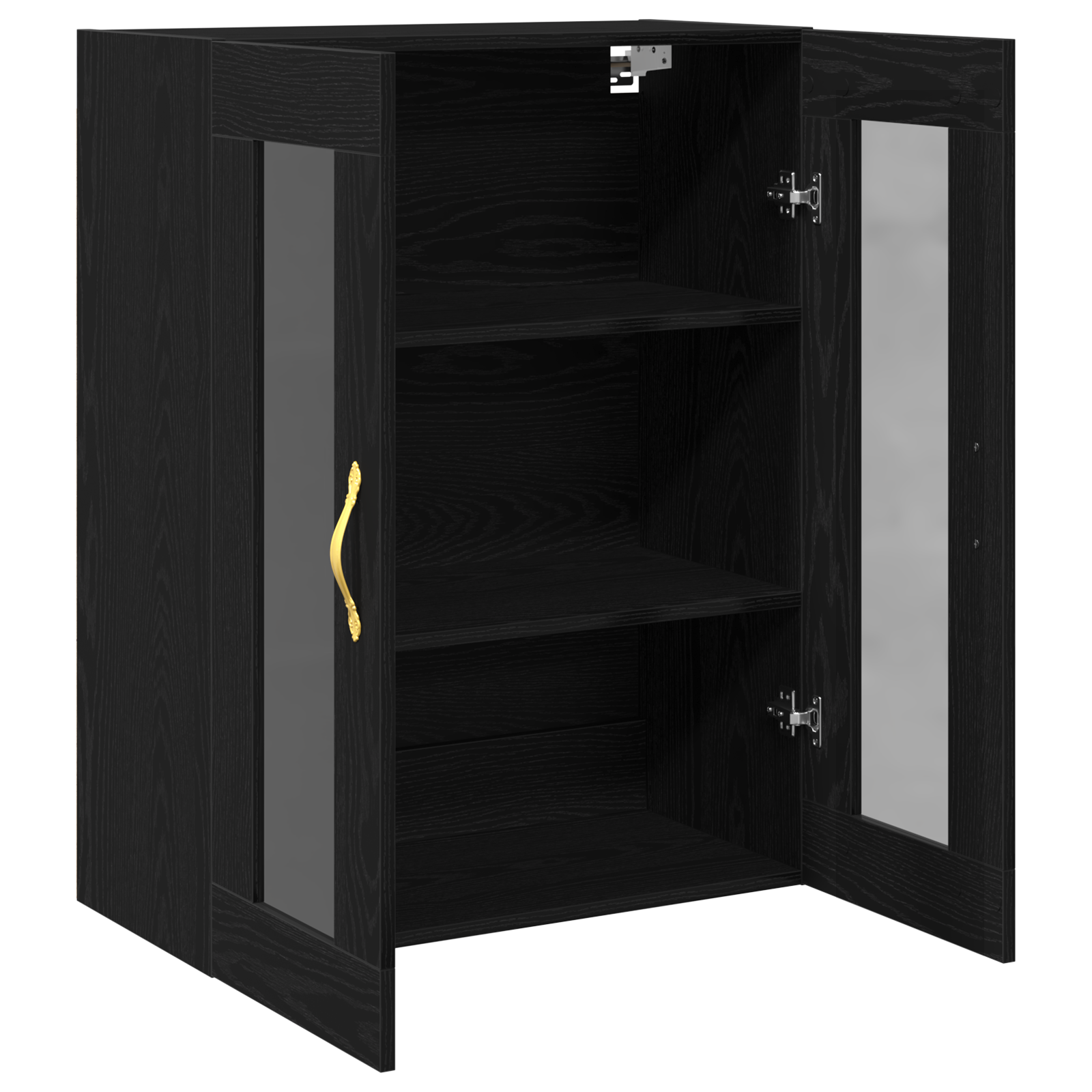 Wall-Mounted Cabinet with Glass Doors Black Oak 69,5x34x90 cm - Image 5
