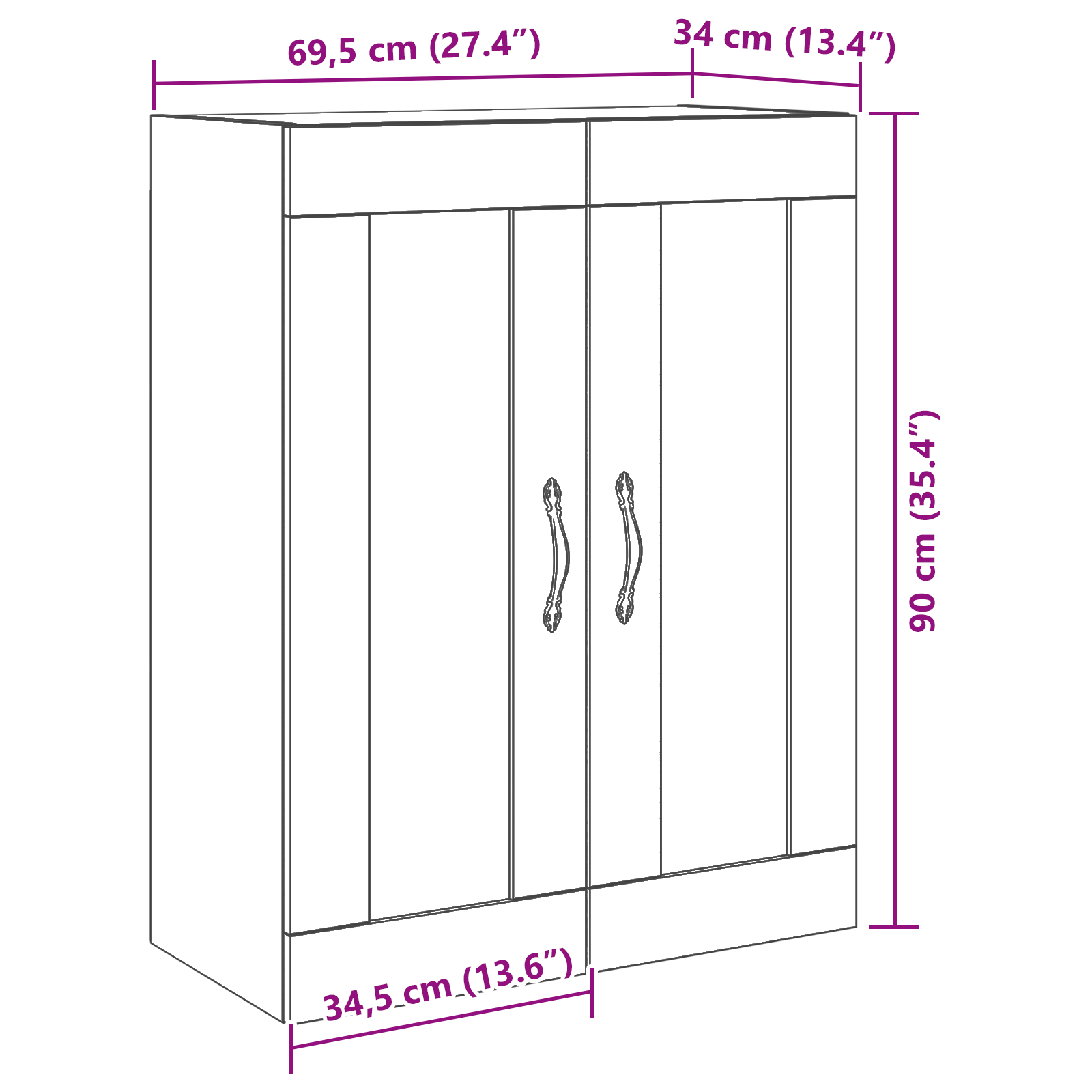 Wall-Mounted Cabinet with Glass Doors Black Oak 69,5x34x90 cm - Image 11
