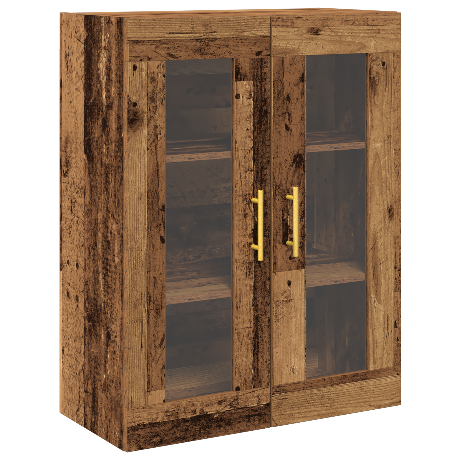 Wall-Mounted Cabinet with Glass Doors Old Wood 69,5x34x90 cm - Image 2