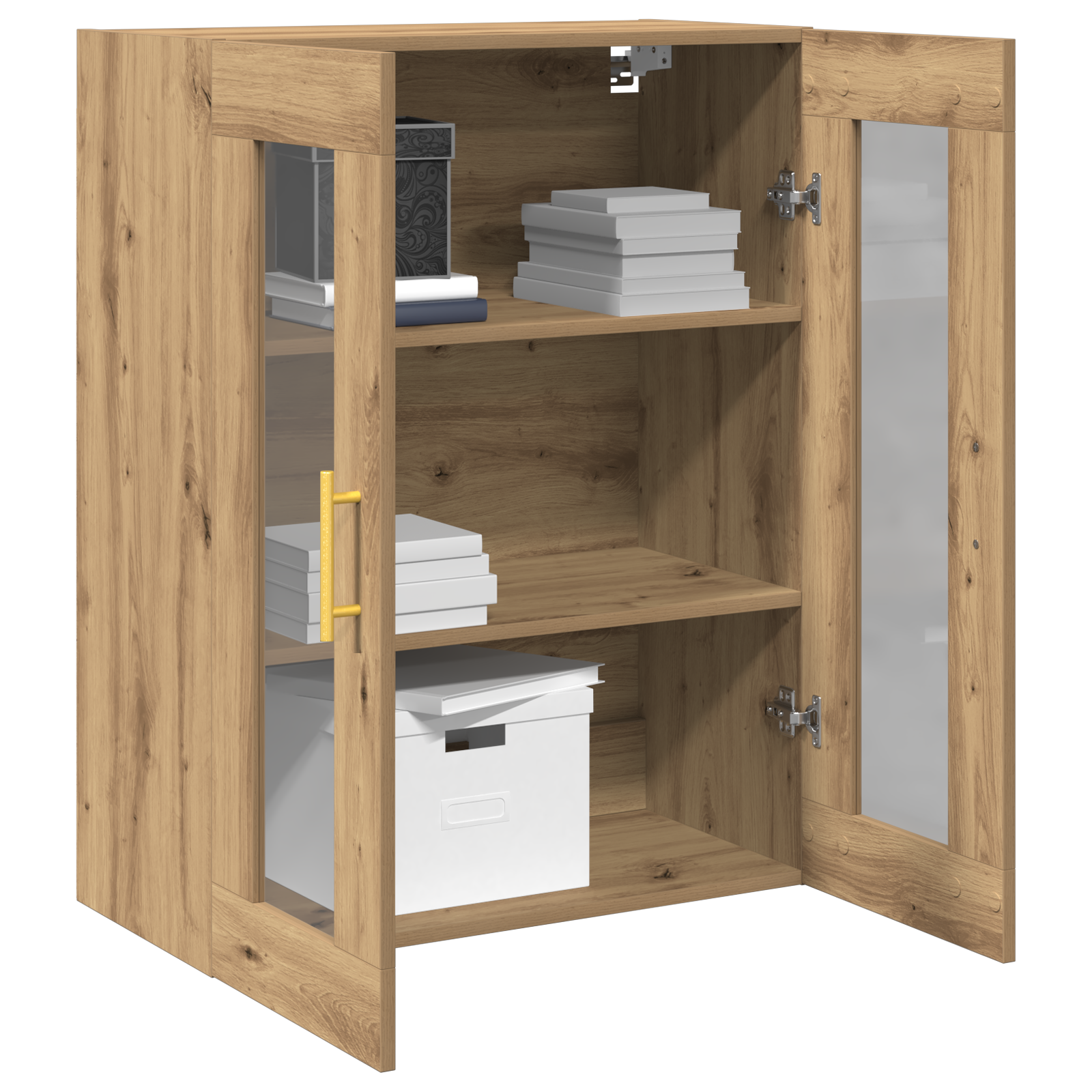 Wall-Mounted Cabinet with Glass Doors Artisan Oak 69,5x34x90 cm - Image 3