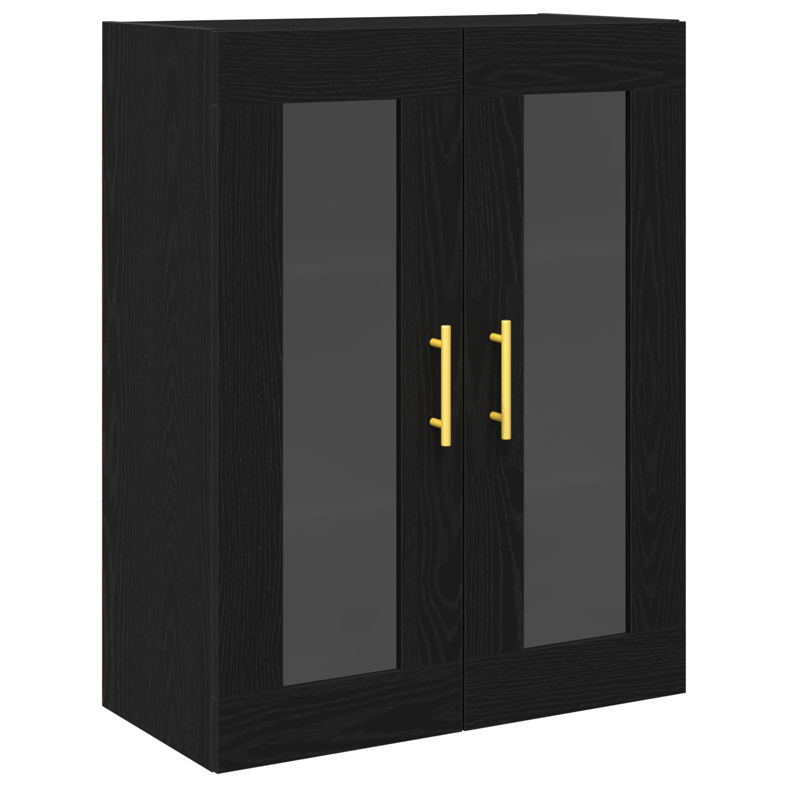 Wall-Mounted Cabinet with Glass Doors Black Oak 69,5x34x90 cm - Image 2