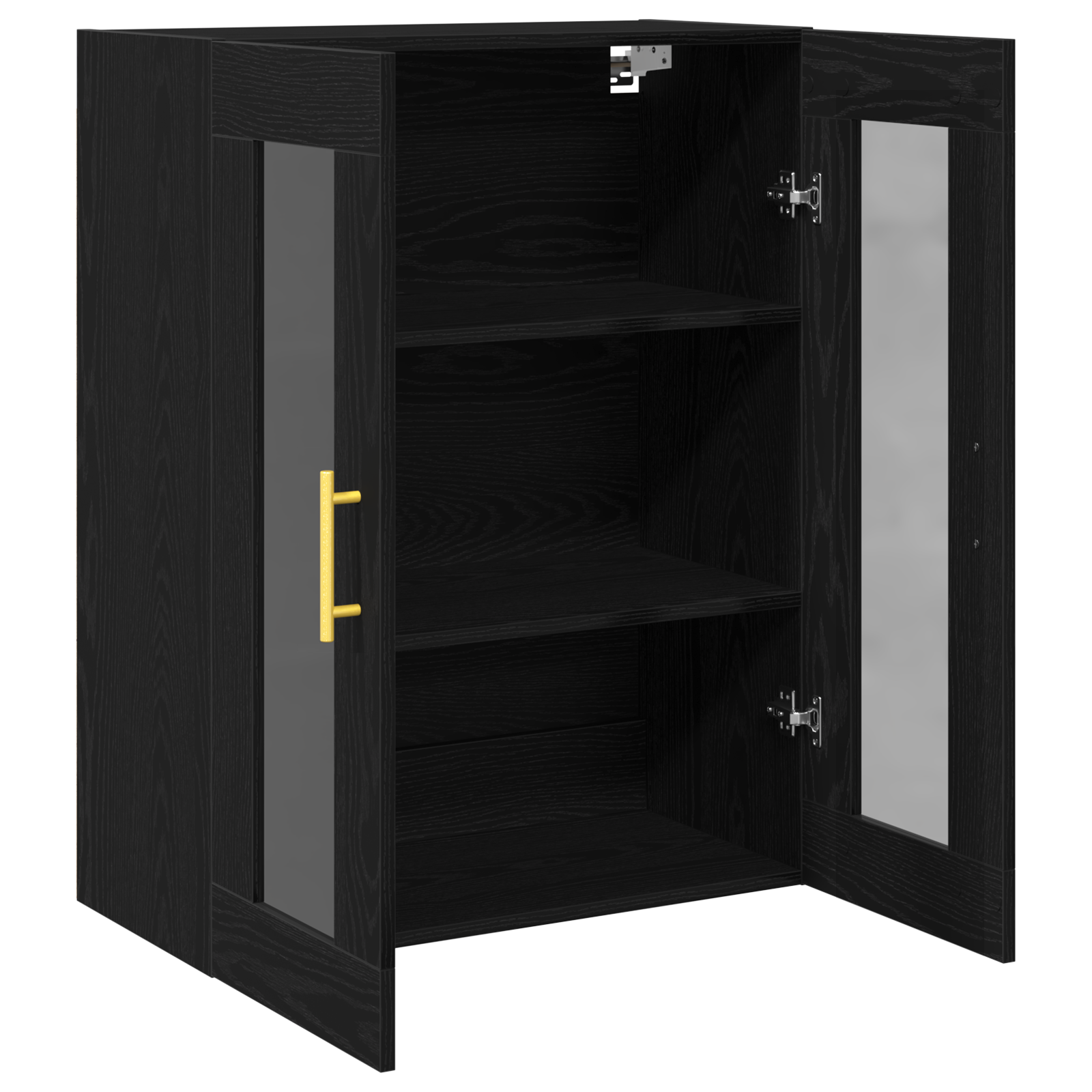 Wall-Mounted Cabinet with Glass Doors Black Oak 69,5x34x90 cm - Image 5