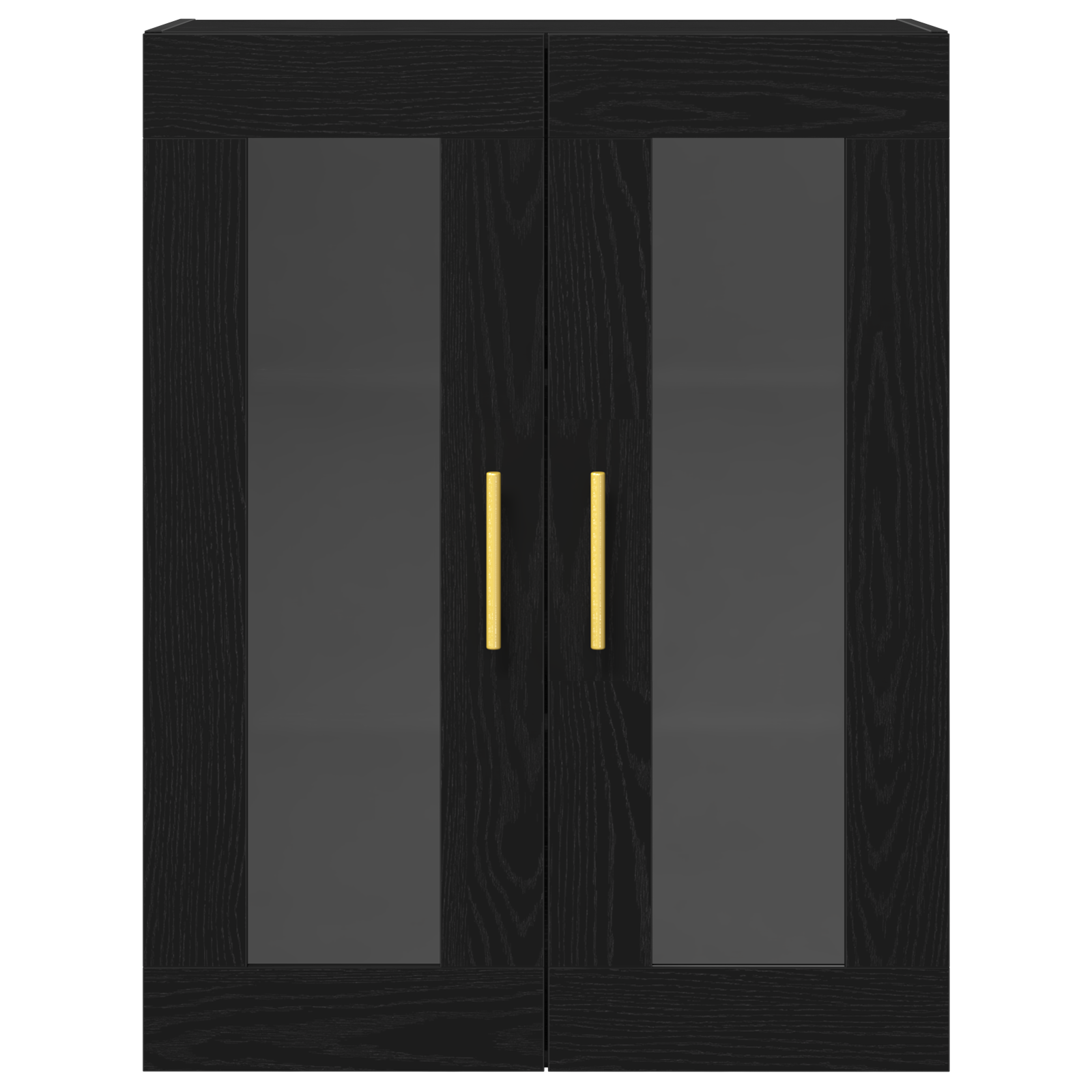 Wall-Mounted Cabinet with Glass Doors Black Oak 69,5x34x90 cm - Image 6