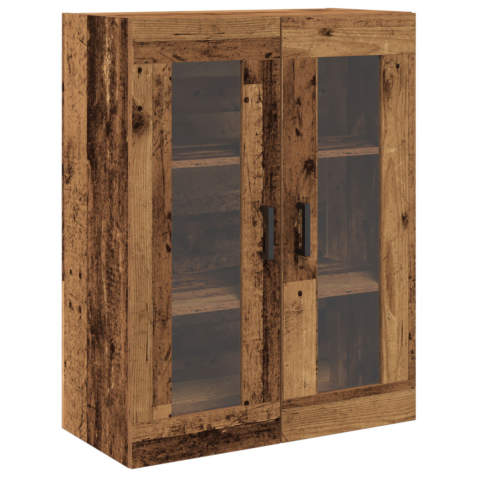 Wall-Mounted Cabinet with Glass Doors - Old Wood - 69.5x34x90 cm - Image 2