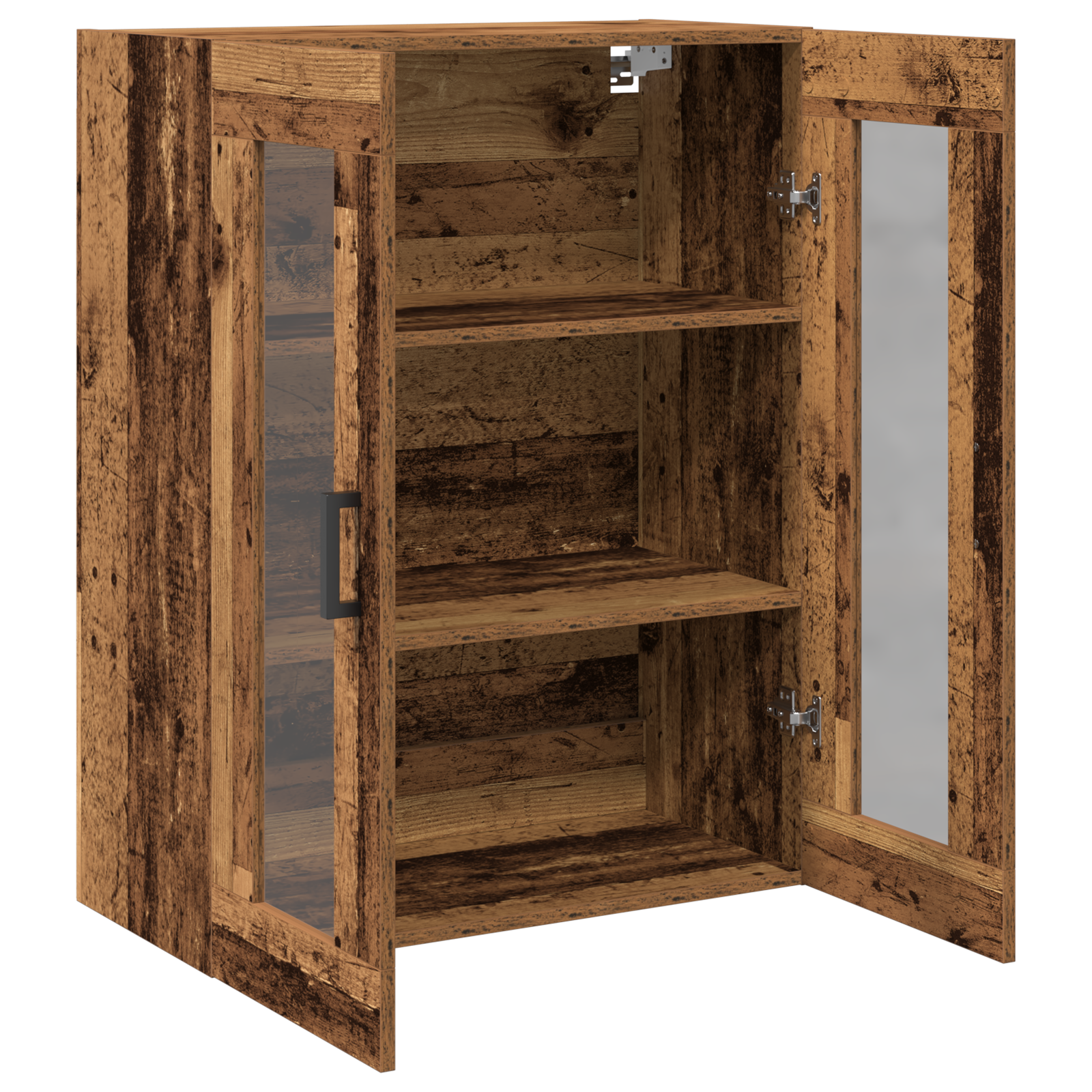 Wall-Mounted Cabinet with Glass Doors - Old Wood - 69.5x34x90 cm - Image 5
