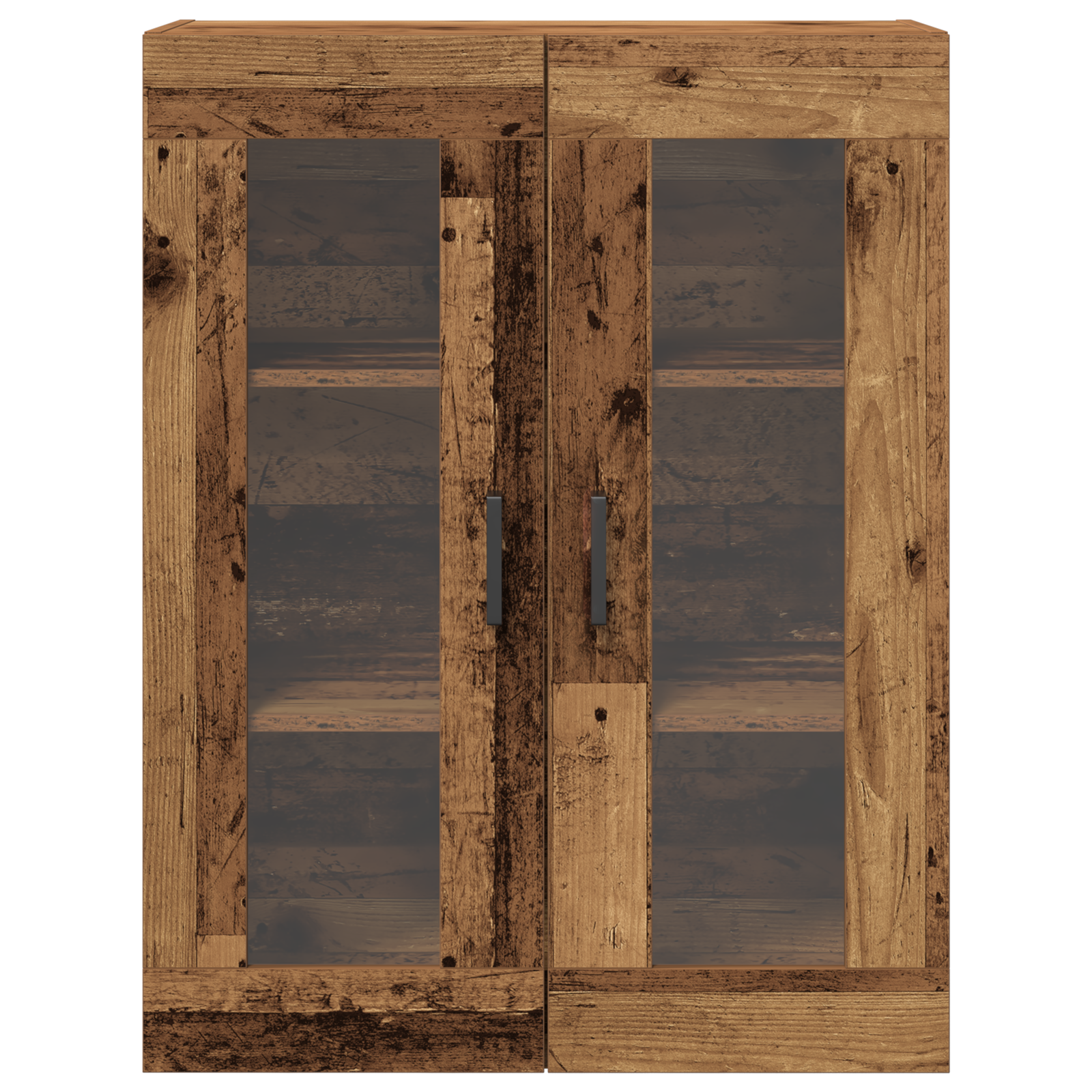 Wall-Mounted Cabinet with Glass Doors - Old Wood - 69.5x34x90 cm - Image 6