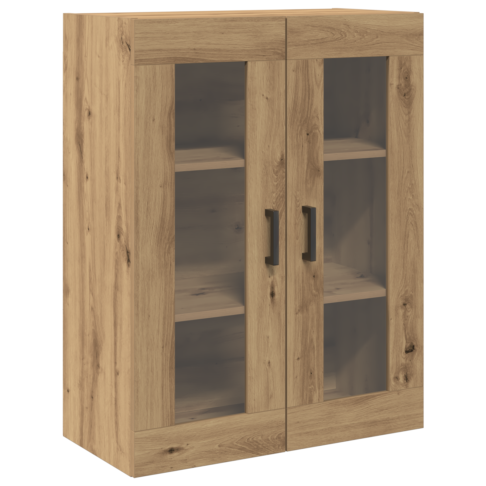 Wall-Mounted Cabinet with Glass Doors Artisan Oak 69.5x34x90 cm - Image 2
