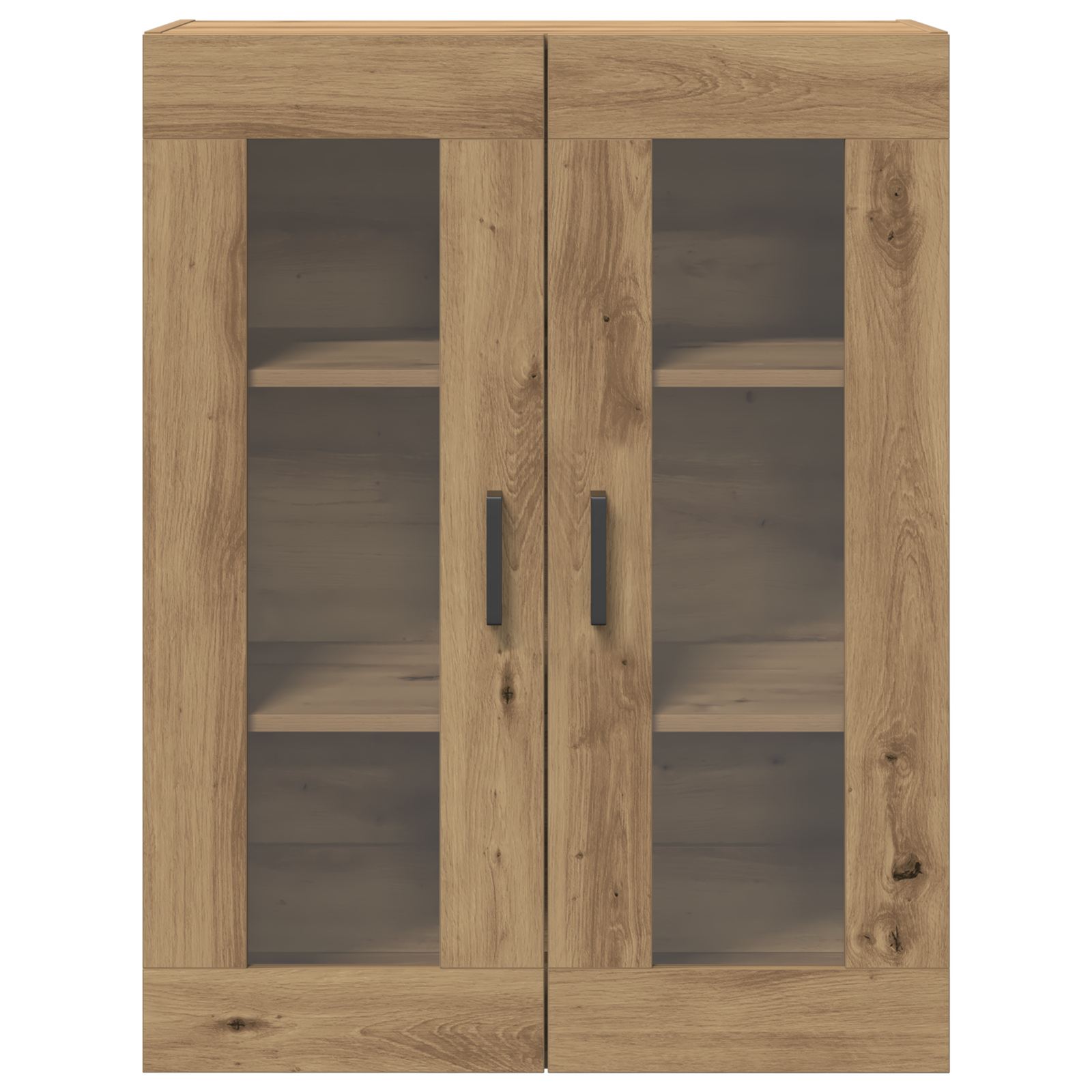 Wall-Mounted Cabinet with Glass Doors Artisan Oak 69.5x34x90 cm - Image 6