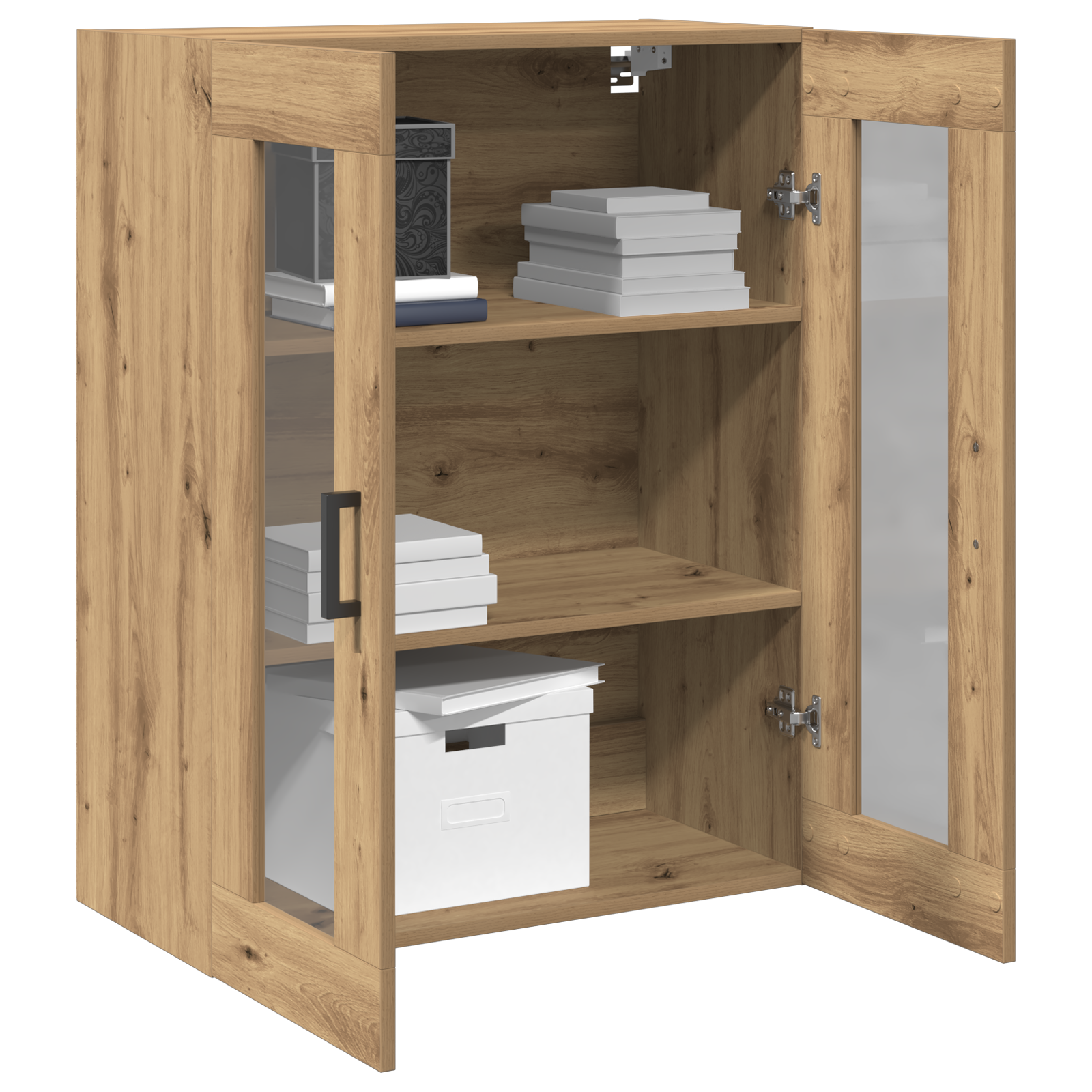 Wall-Mounted Cabinet with Glass Doors Artisan Oak 69.5x34x90 cm - Image 3