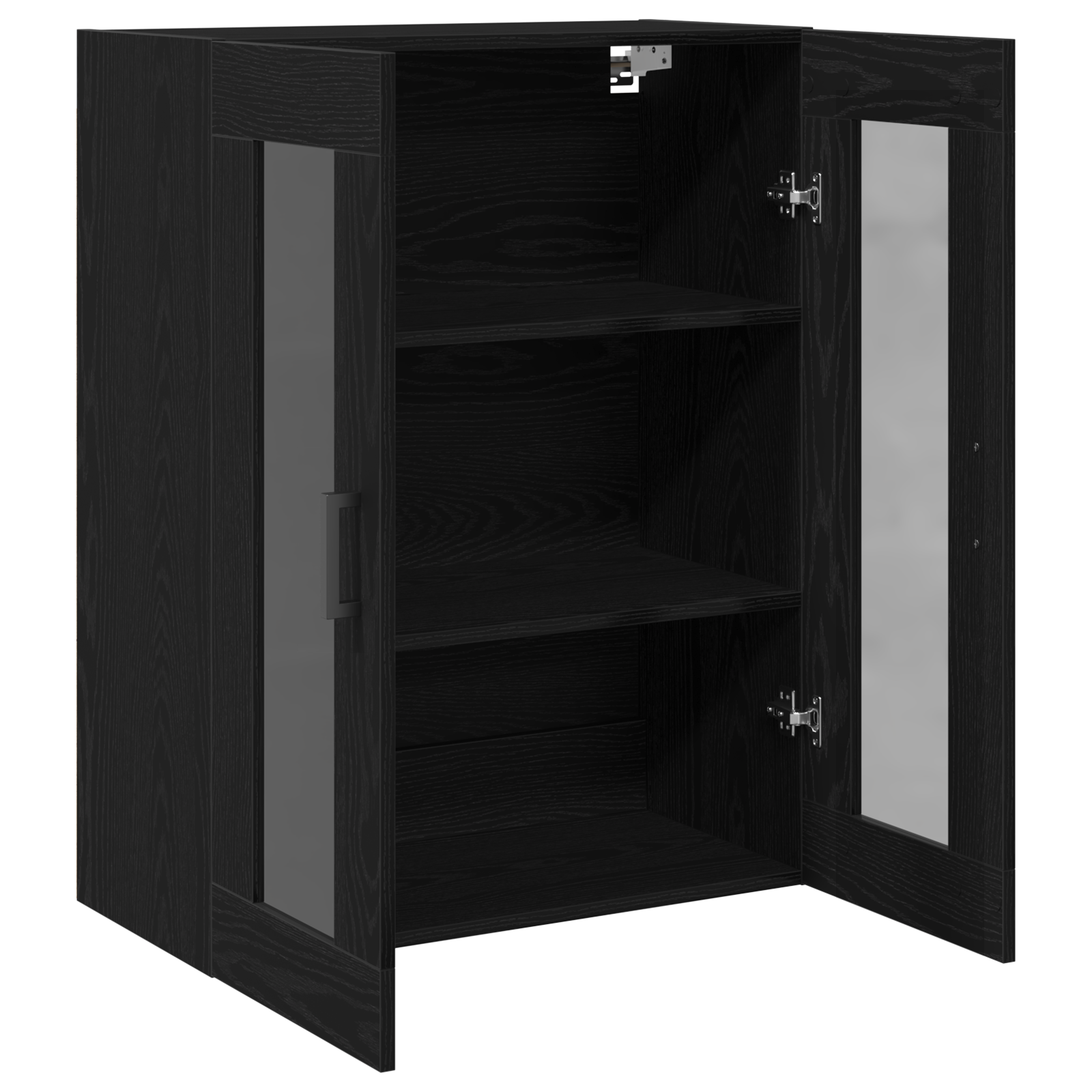 Wall-Mounted Cabinet with Glass Doors Black Oak 69.5x34x90 cm - Image 5