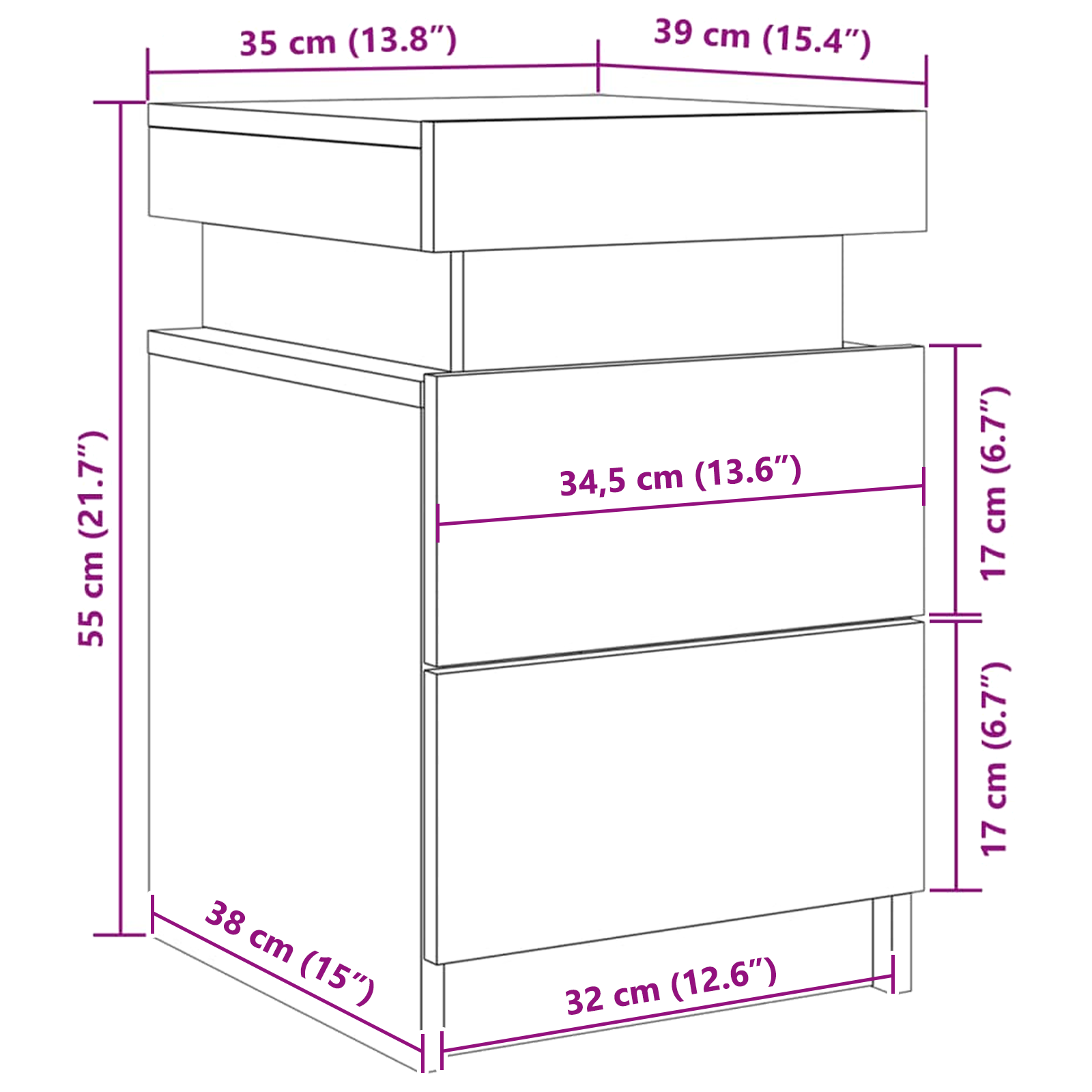 Bedside Cabinet with LED Lights Black Oak 35x39x55 cm - Image 11