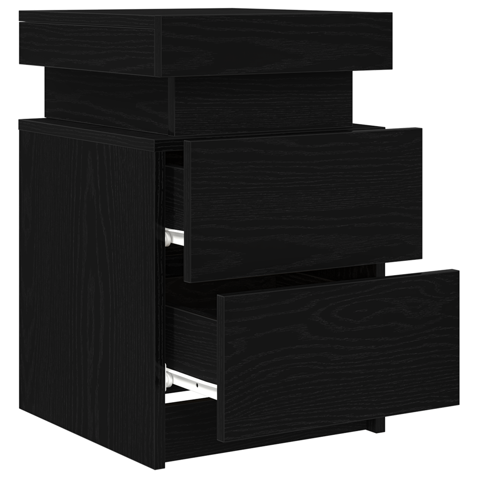 Bedside Cabinet with LED Lights 2 pcs Black Oak 35x39x55 cm - Image 5