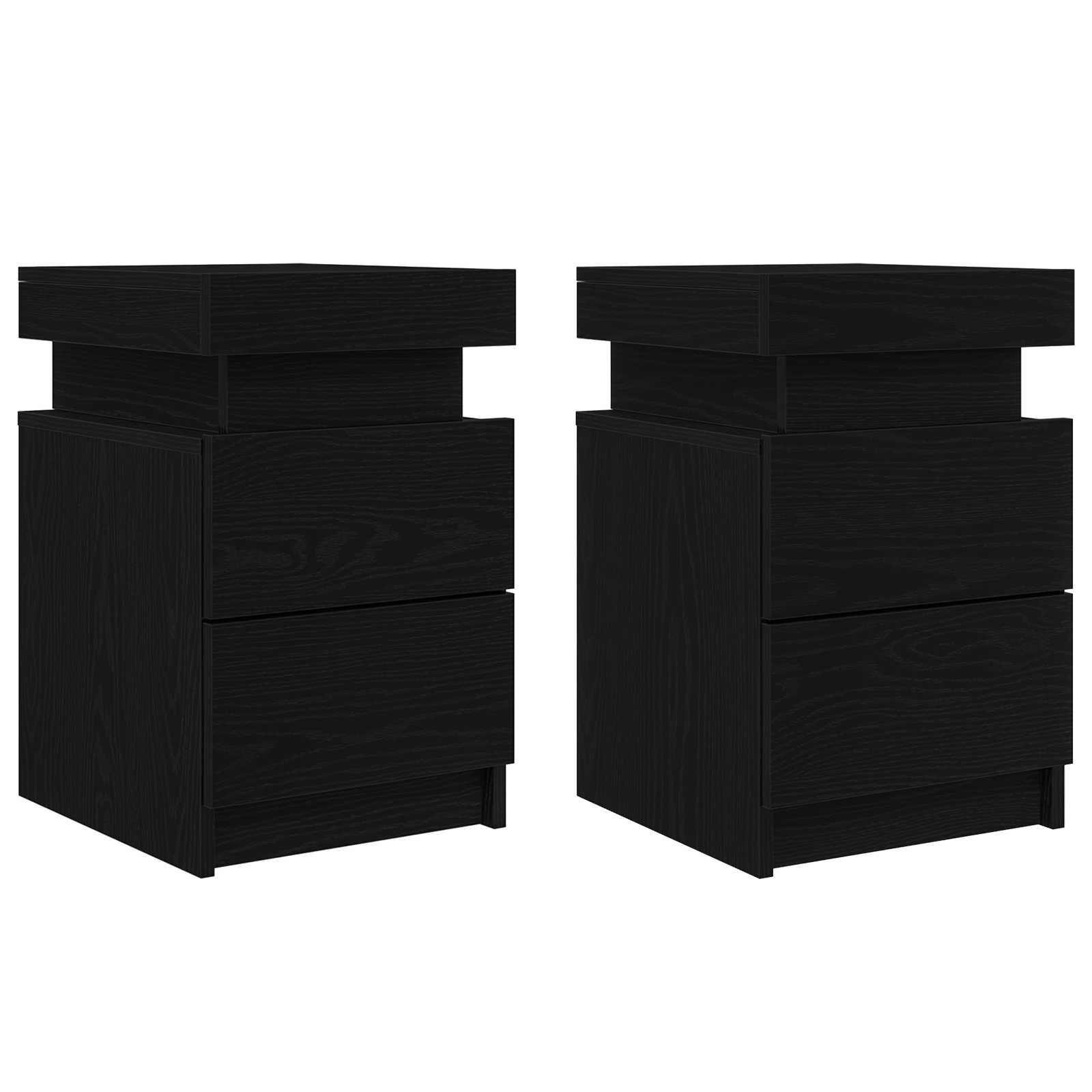 Bedside Cabinet with LED Lights 2 pcs Black Oak 35x39x55 cm - Image 6