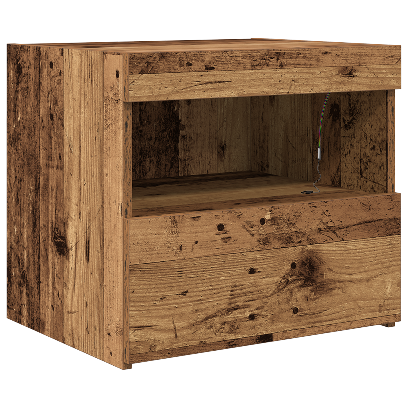 Bedside Cabinet with LED Lights Old Wood 50x40x45 cm - Image 2