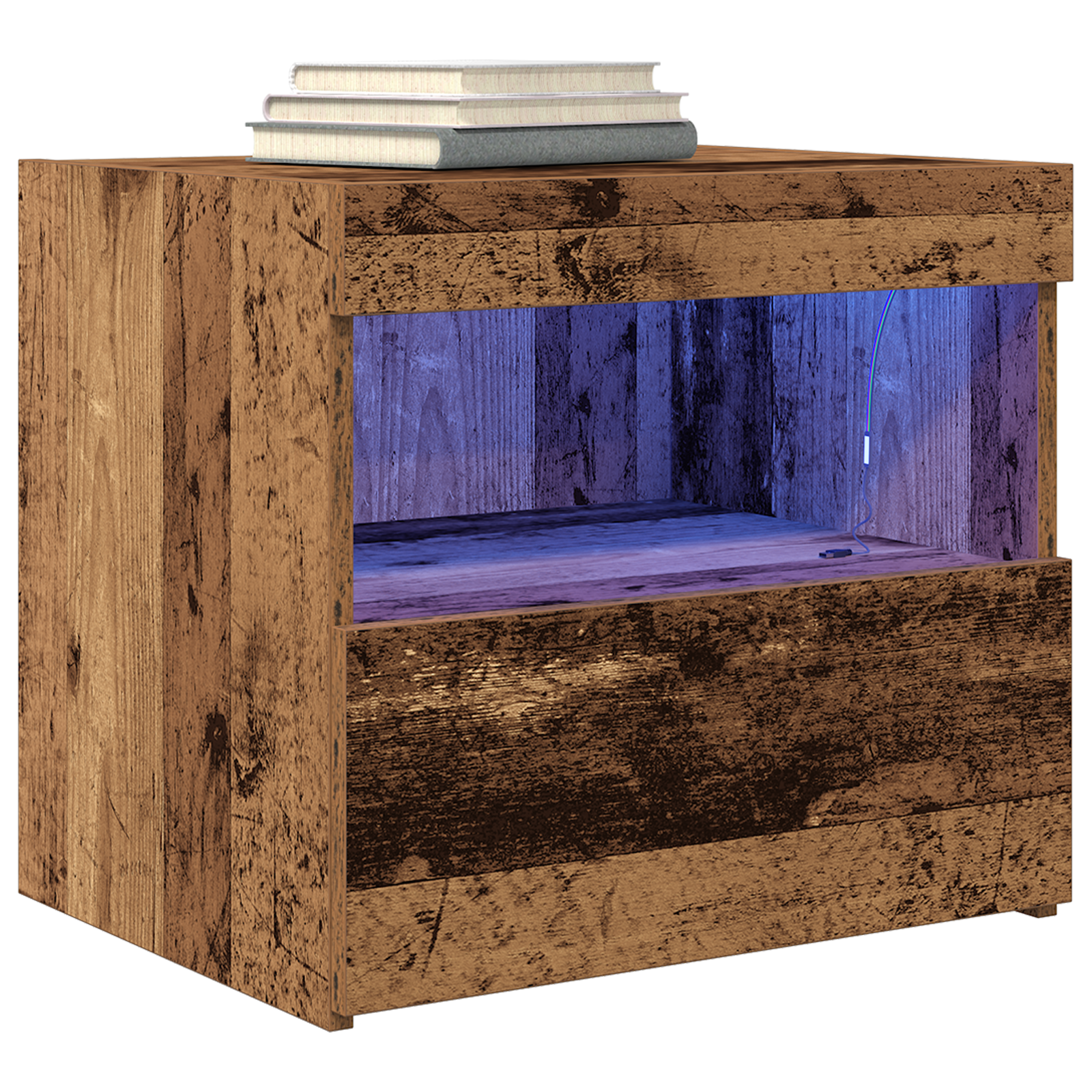 Bedside Cabinets with LED Lights 2 pcs Old Wood 50x40x45 cm - Image 4
