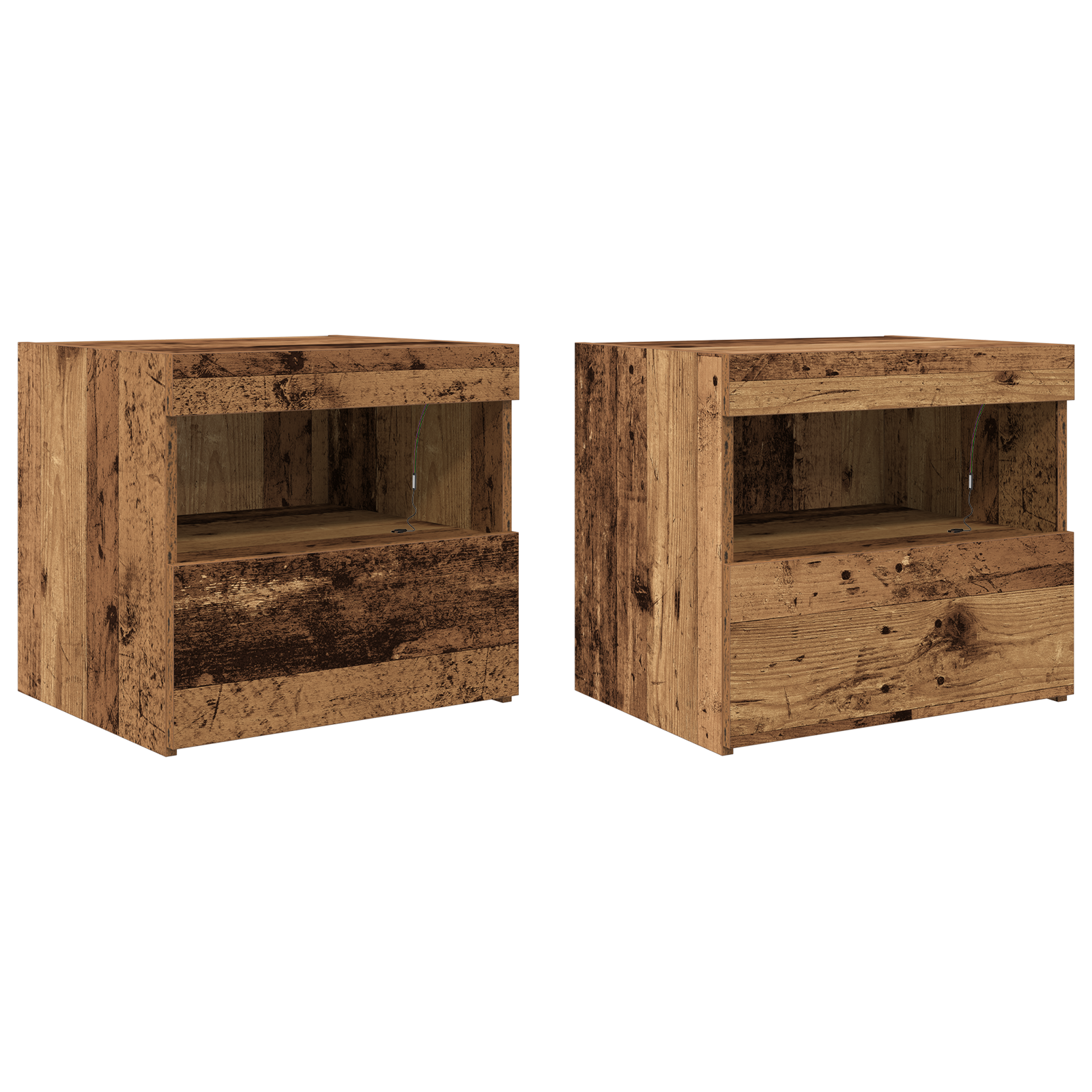 Bedside Cabinets with LED Lights 2 pcs Old Wood 50x40x45 cm - Image 2