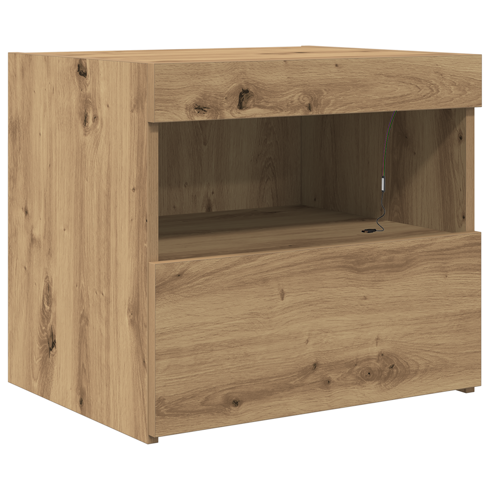 Bedside Cabinet with LED Lights Artisan Oak 50x40x45 cm - Image 2