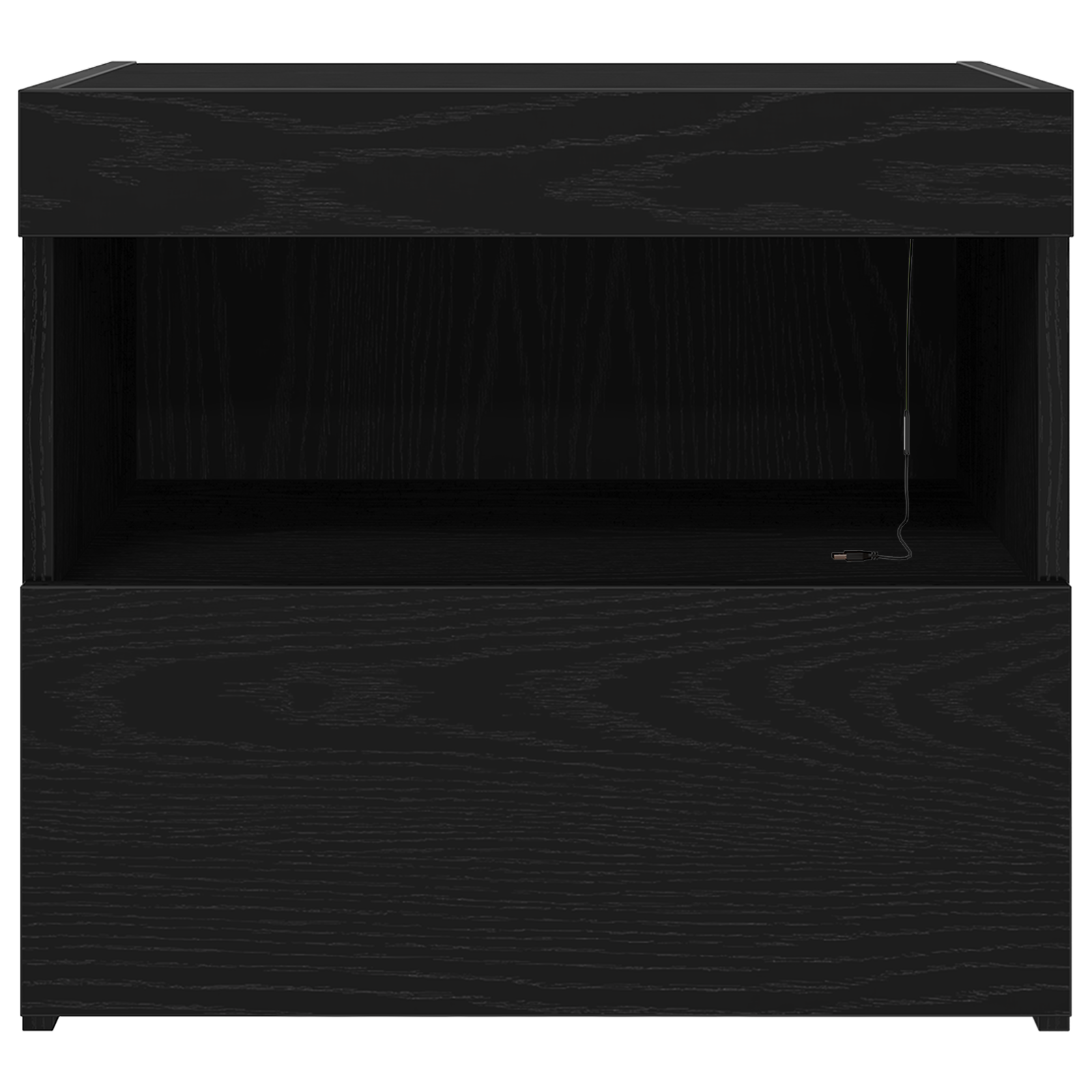 Bedside Cabinet with LED Lights Black Oak 50x40x45 cm - Image 6