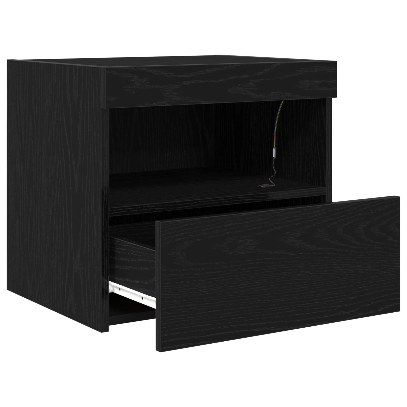 Bedside Cabinets with LED Lights 2 pcs Black Oak 50x40x45 cm - Image 7