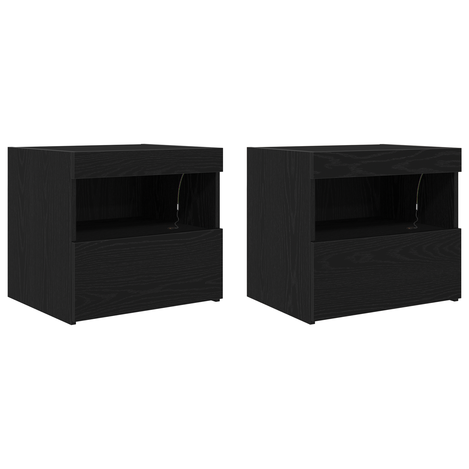 Bedside Cabinets with LED Lights 2 pcs Black Oak 50x40x45 cm - Image 2