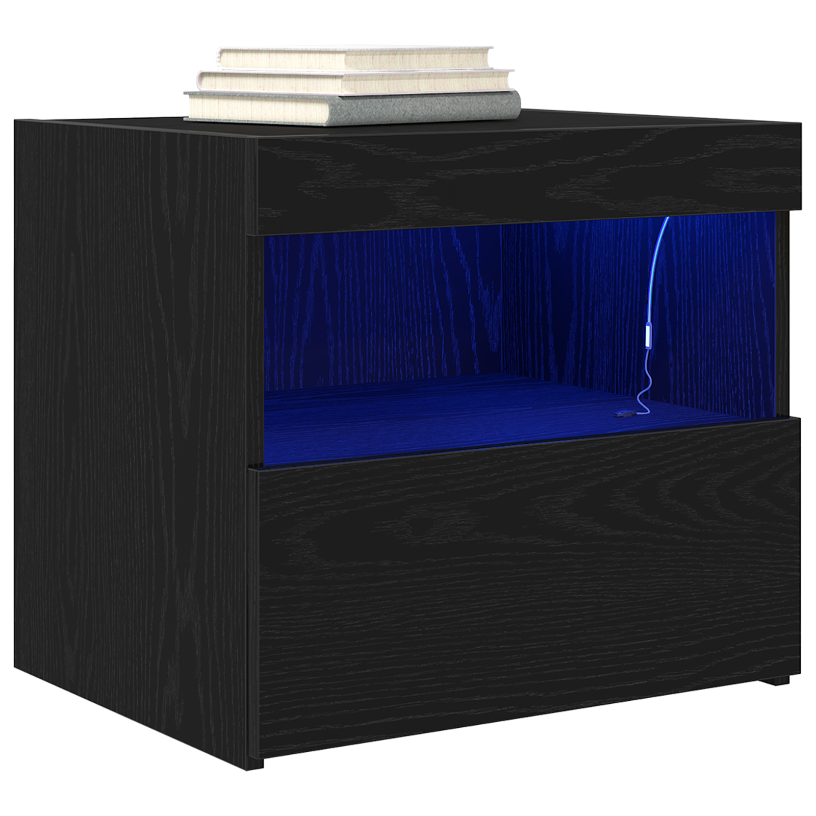 Bedside Cabinets with LED Lights 2 pcs Black Oak 50x40x45 cm - Image 3