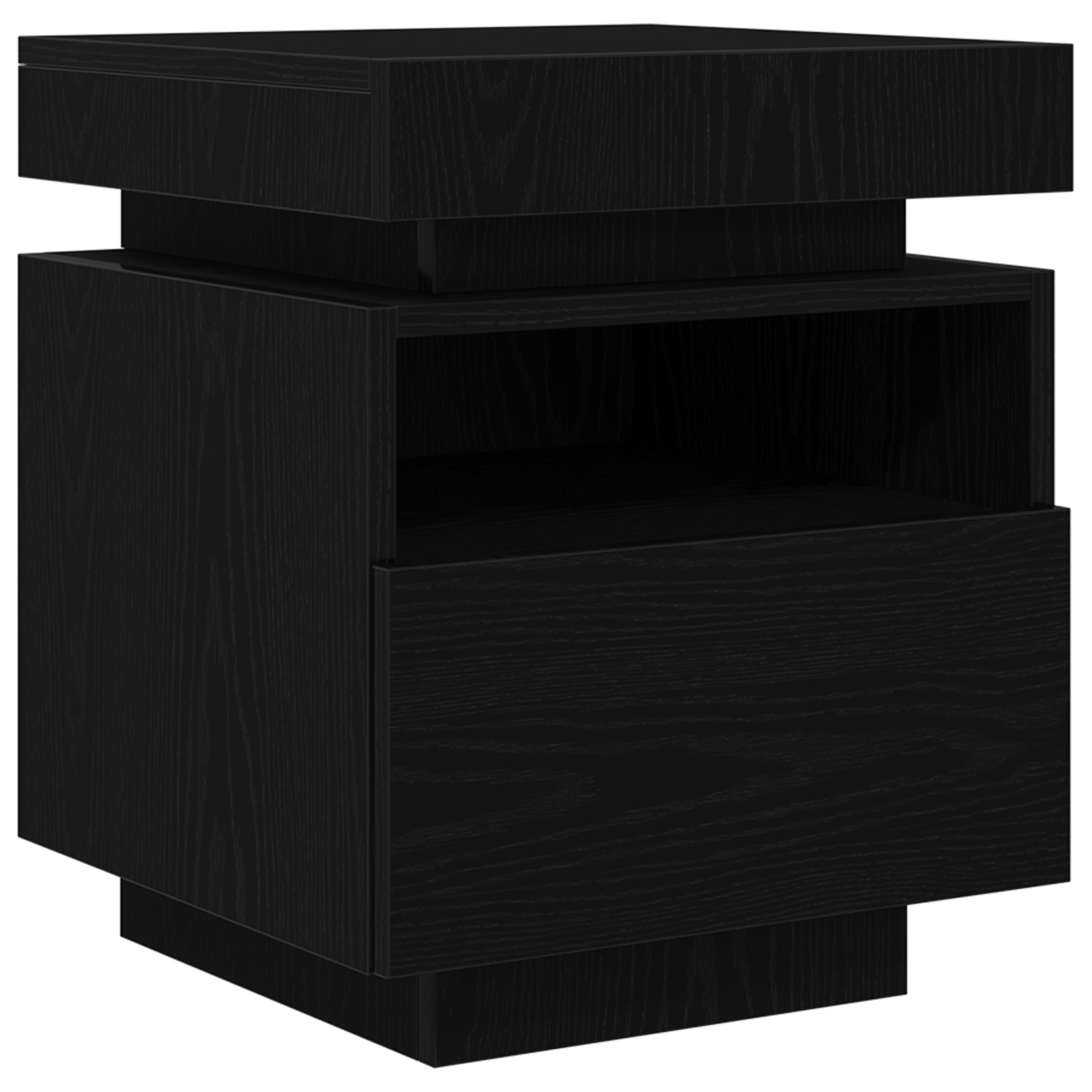 Bedside Cabinet with LED Lights Black Oak 40x39x48,5 cm - Image 2