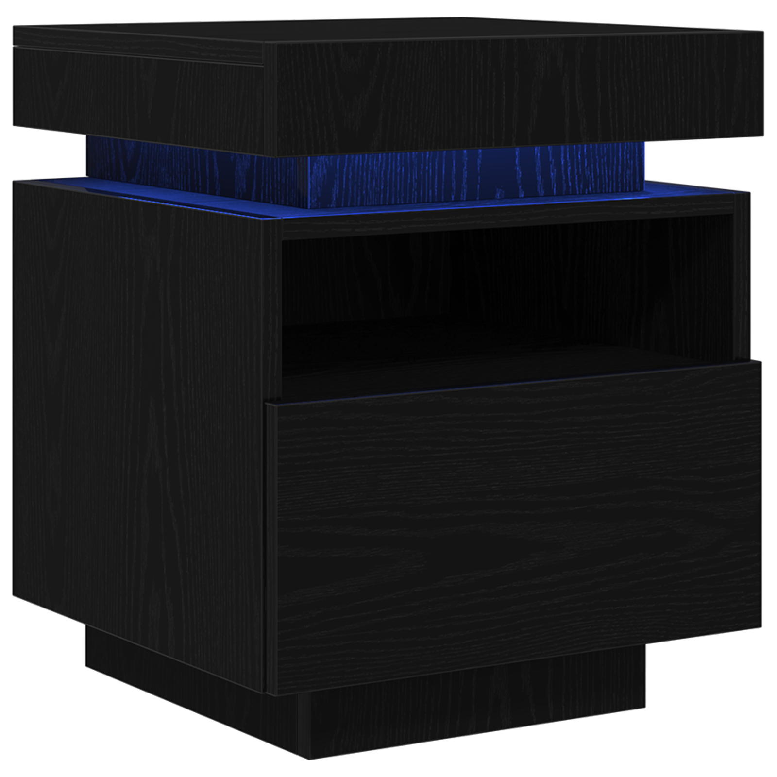 Bedside Cabinet with LED Lights Black Oak 40x39x48,5 cm - Image 5