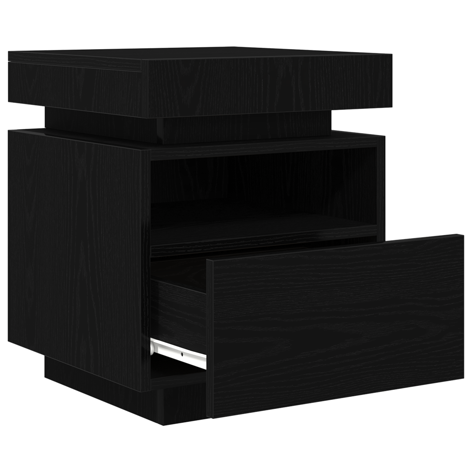 Bedside Cabinet with LED Lights 2 pcs Black Oak 40x39x48,5 cm - Image 5