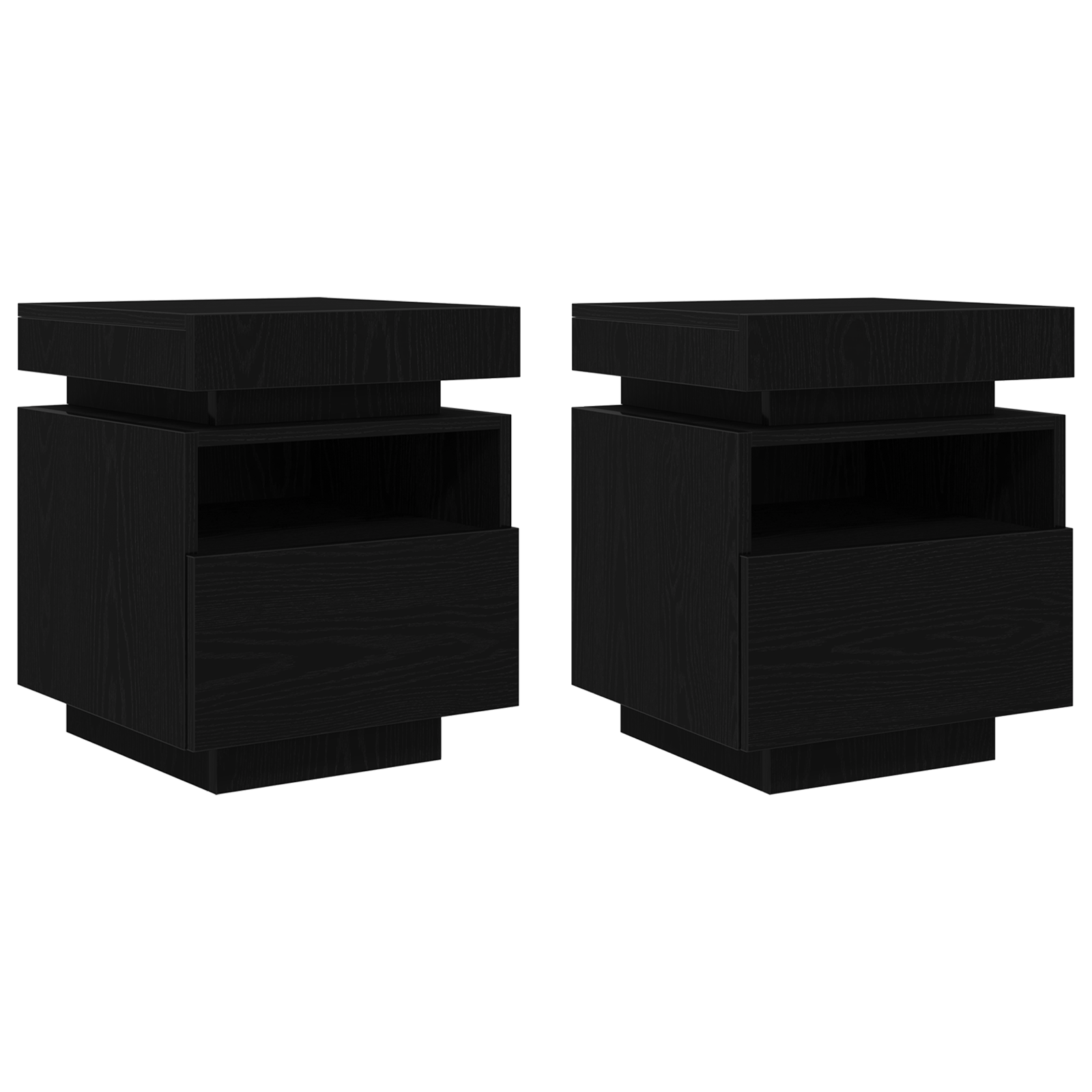 Bedside Cabinet with LED Lights 2 pcs Black Oak 40x39x48,5 cm - Image 6