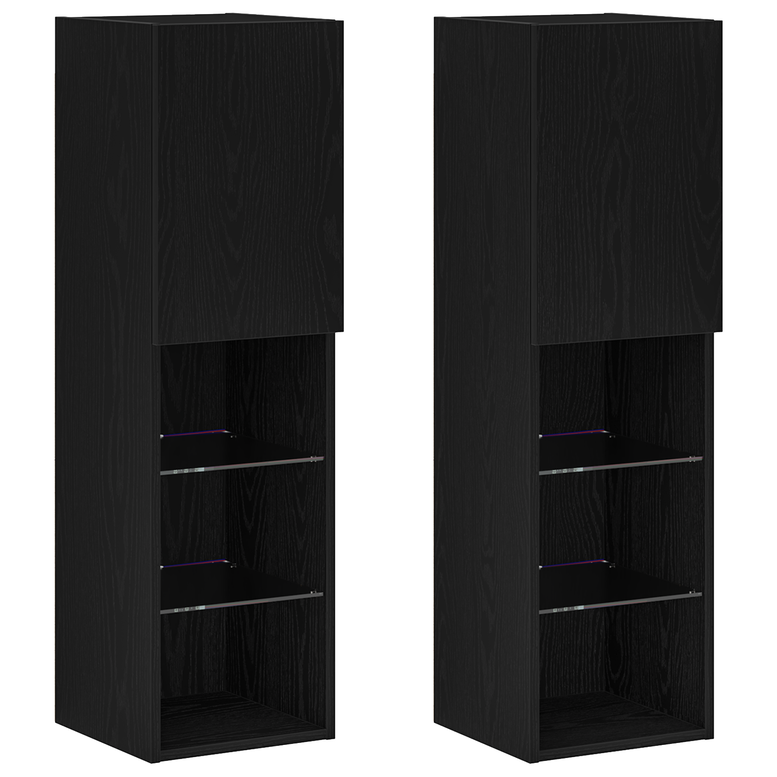LED TV Cabinet 2 pcs Black Oak 30,5x30x102 cm Engineered Wood - Image 5