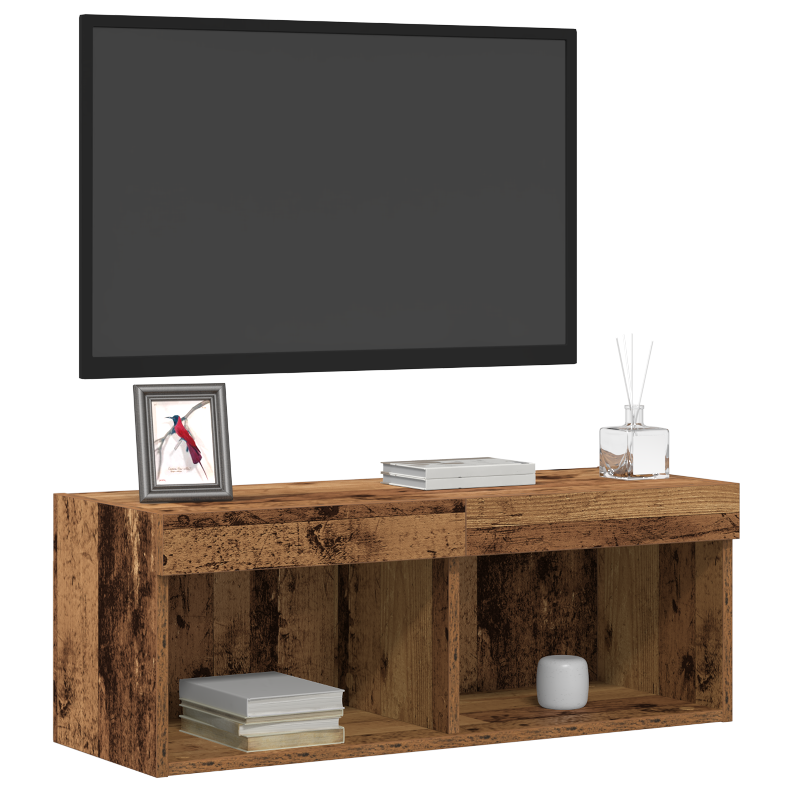 Thumbnail - vidaXL TV-Wandschränke mit LED-Leuchten 2 Stk. Altholz 80x30x30 cm