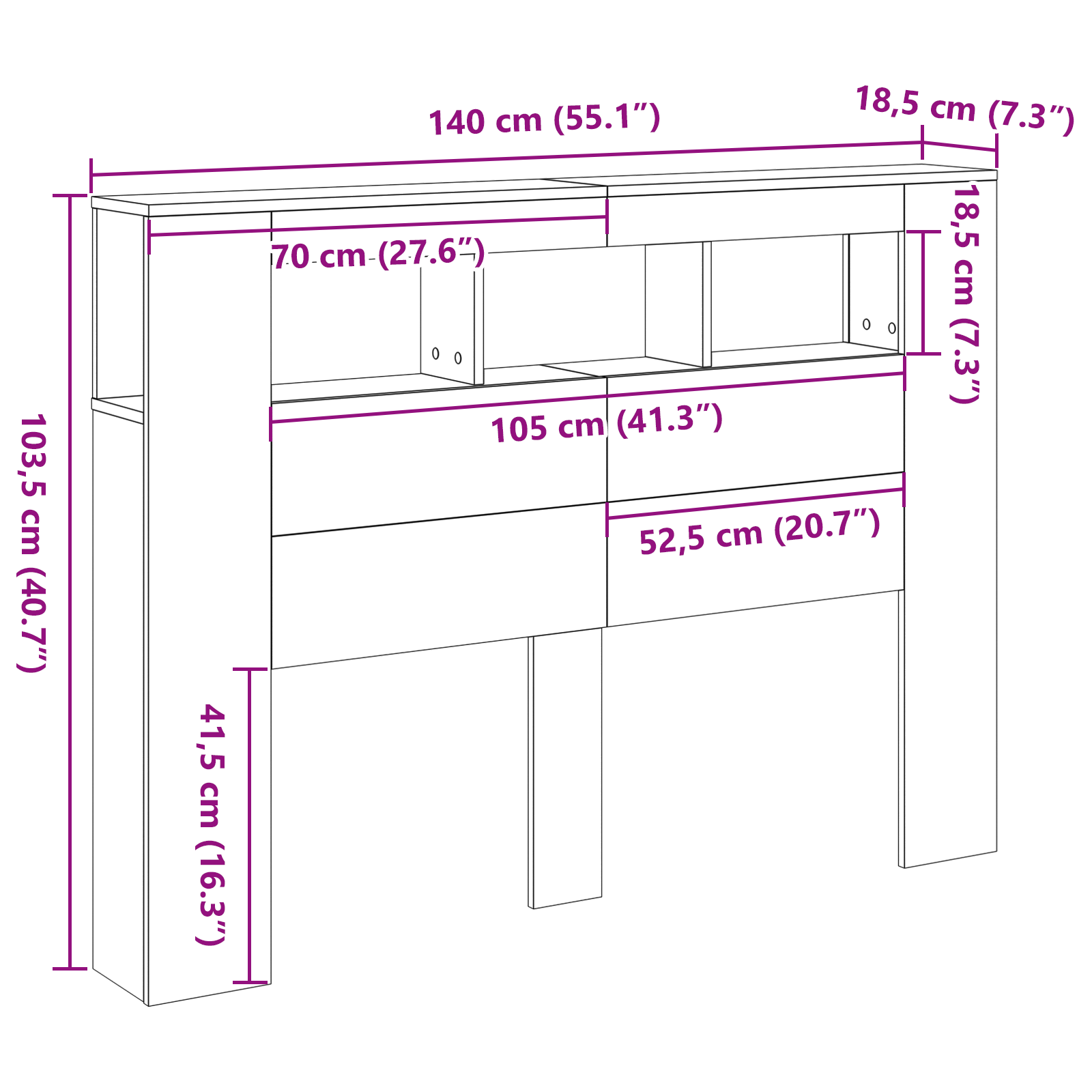 LED Headboard Black Oak 140x18,5x40 cm Engineered Wood - Image 10