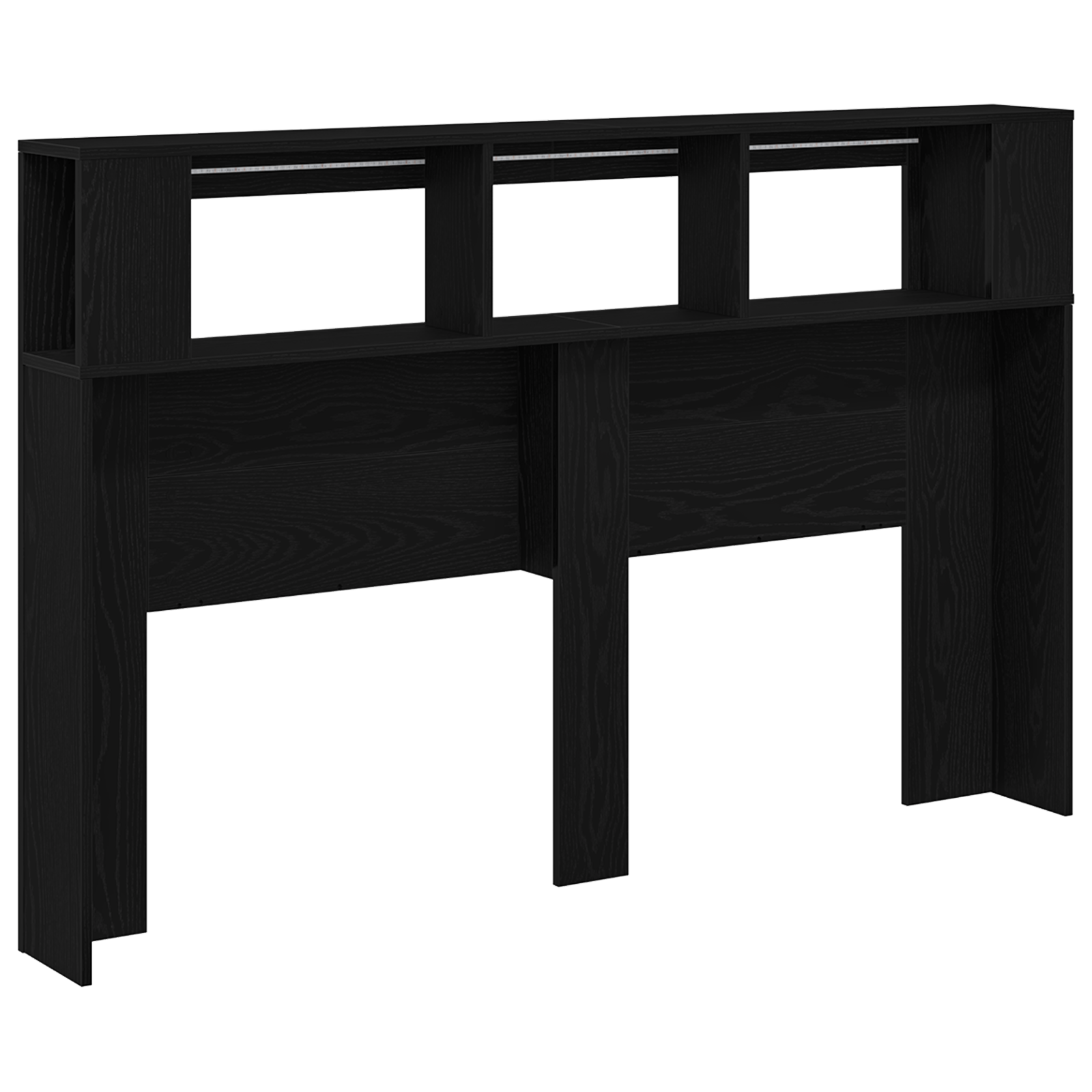 LED Headboard Black Oak 160x18,5x45 cm Engineered Wood - Image 5