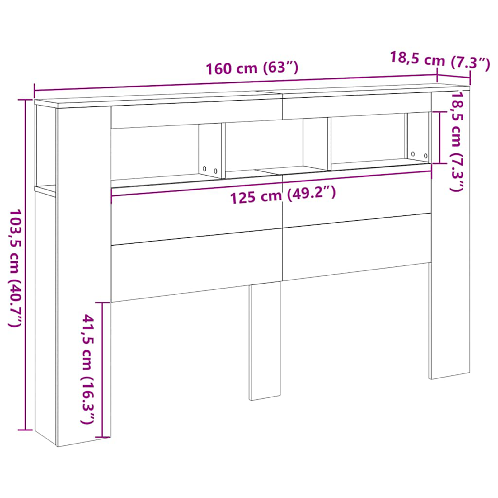 LED Headboard Black Oak 160x18,5x45 cm Engineered Wood - Image 10