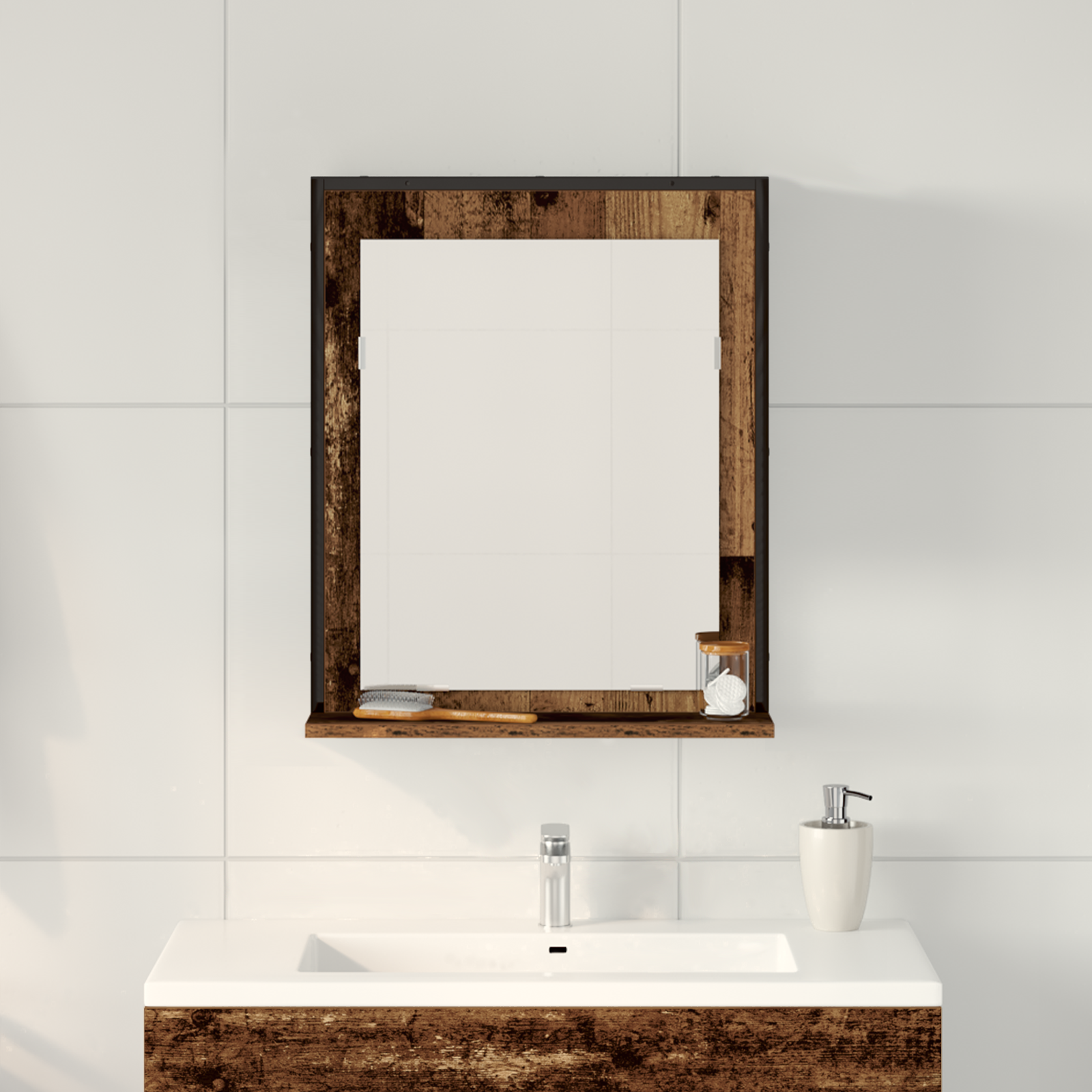 Bathroom Mirror Old Wood 50x12x60 cm Engineered Wood - Image 4