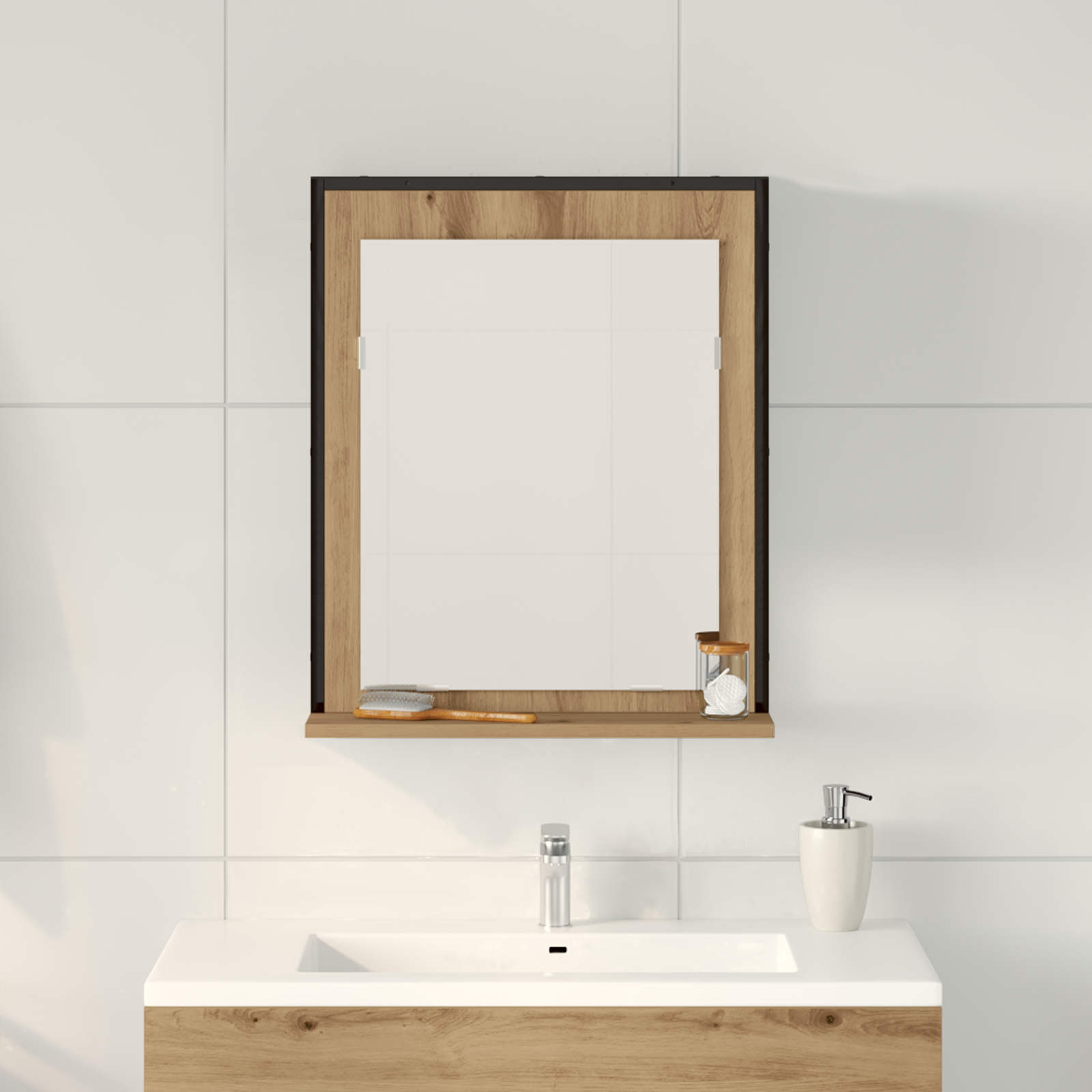 Bathroom Mirror Artisan Oak 50x12x60 cm Engineered Wood - Image 4