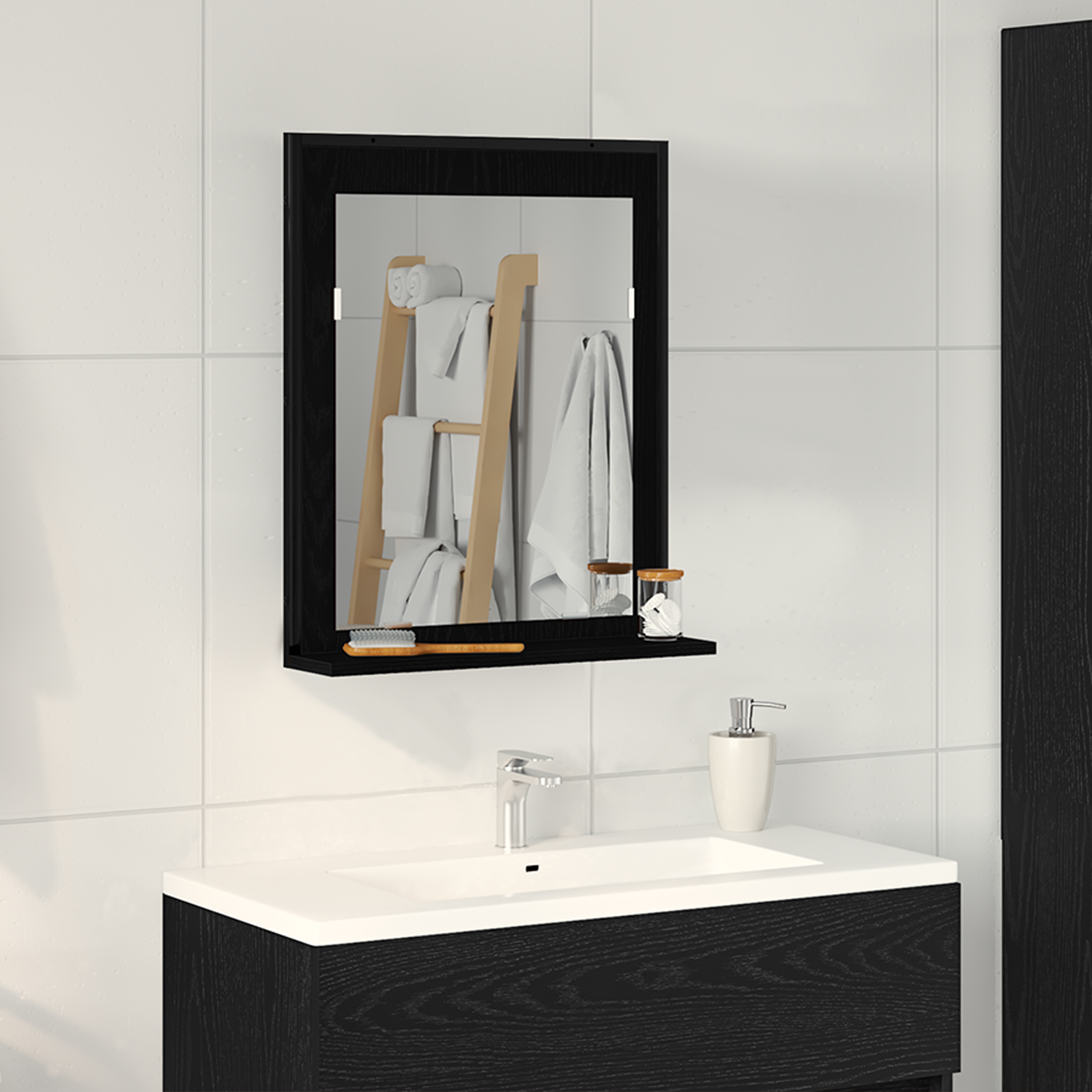 Bathroom Mirror Black Oak 50x12x60 cm Engineered Wood