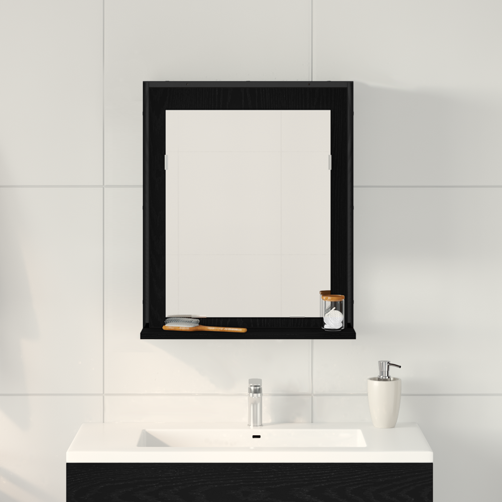 Bathroom Mirror Black Oak 50x12x60 cm Engineered Wood - Image 4