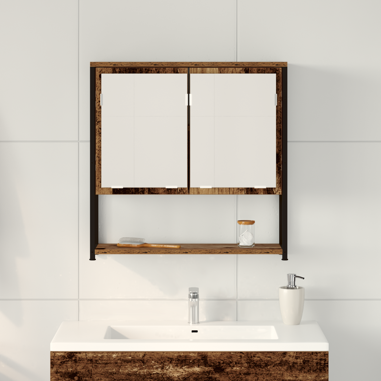 Bathroom Mirror Cabinet Old Wood 60x16x60 cm Engineered Wood - Image 4
