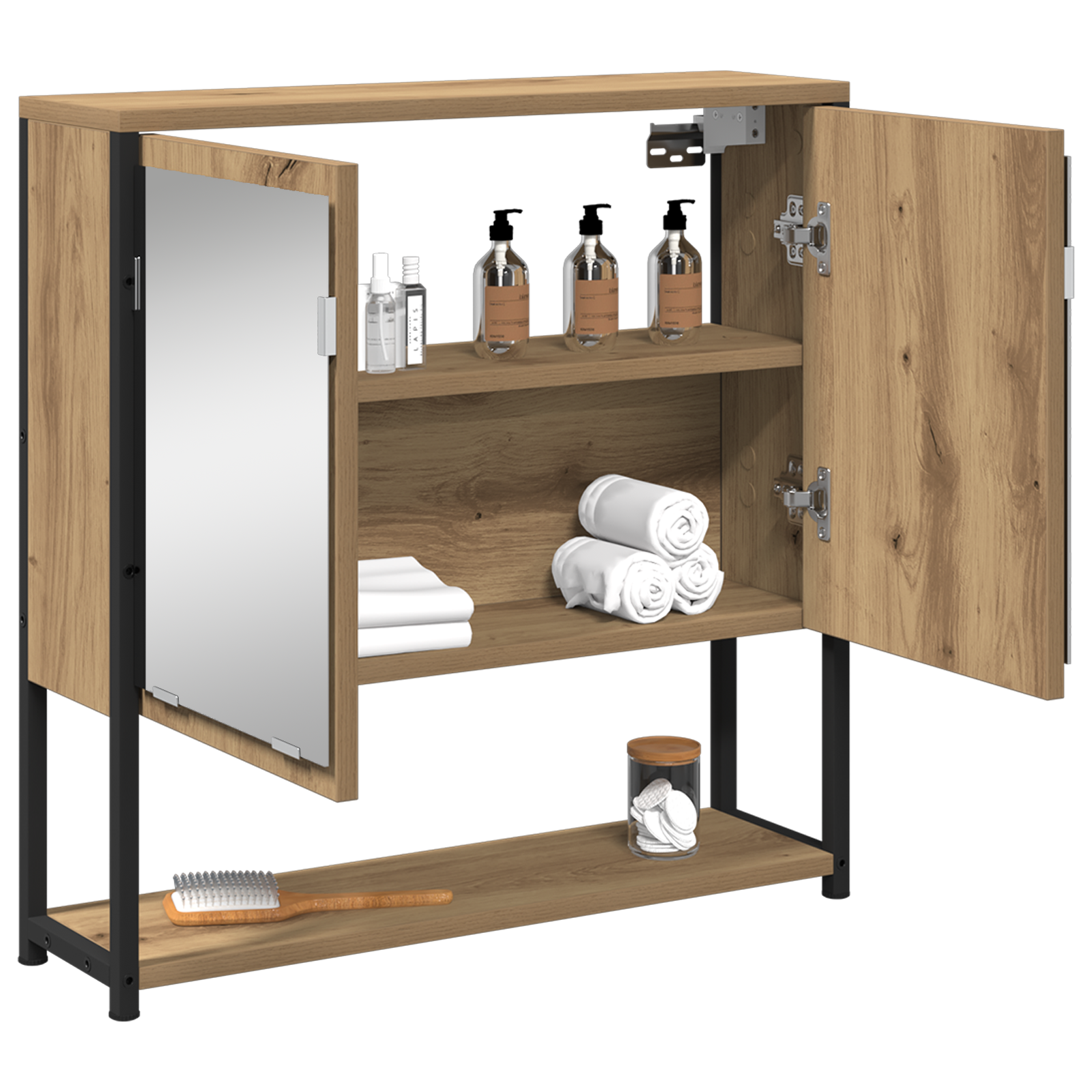 Bathroom Mirror Cabinet Artisan Oak 60x16x60 cm Engineered Wood - Image 3