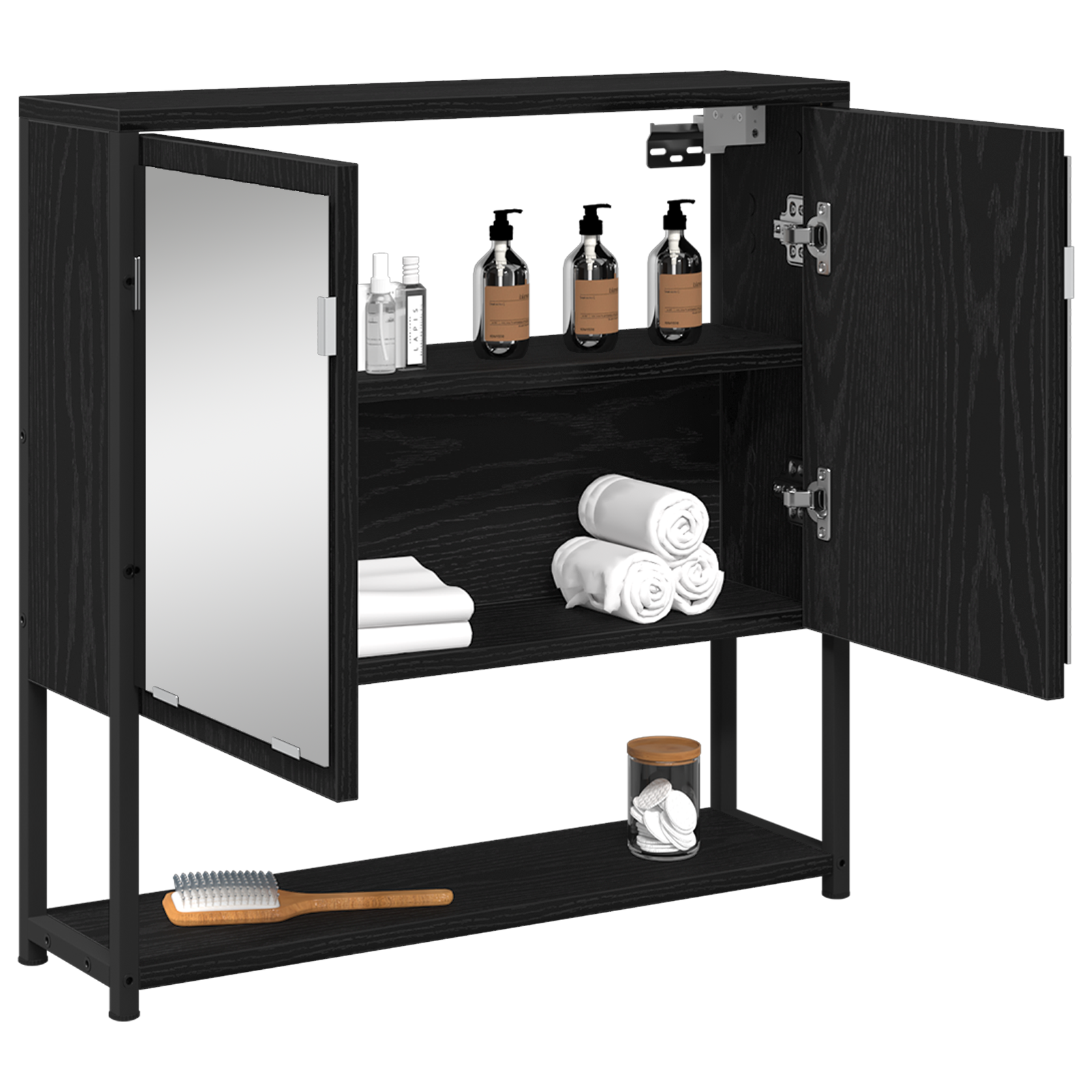 Bathroom Mirror Cabinet Black Oak 60x16x60 cm Engineered Wood - Image 3