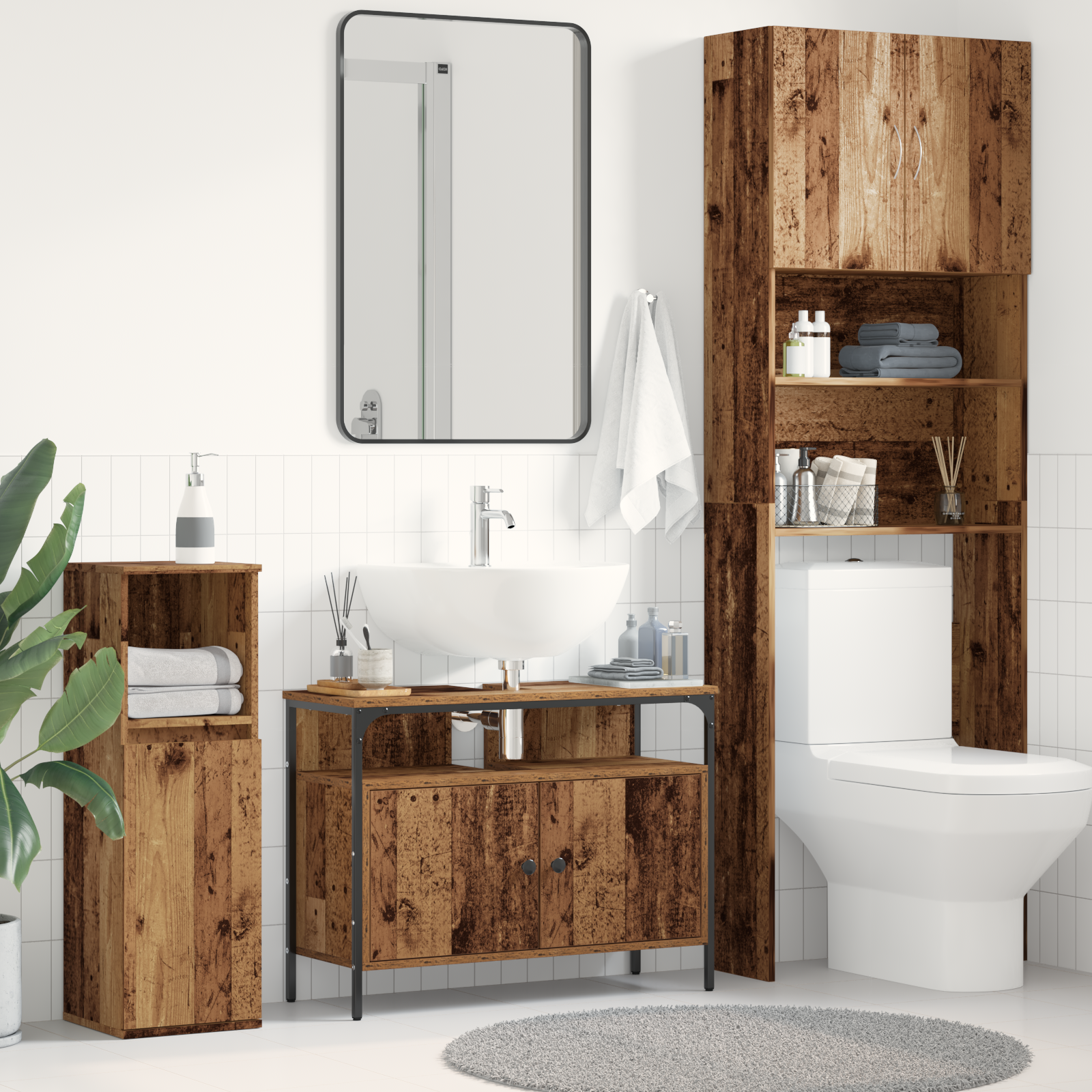 Bathroom Sink Cabinet Old Wood 80x30x60 cm Engineered Wood