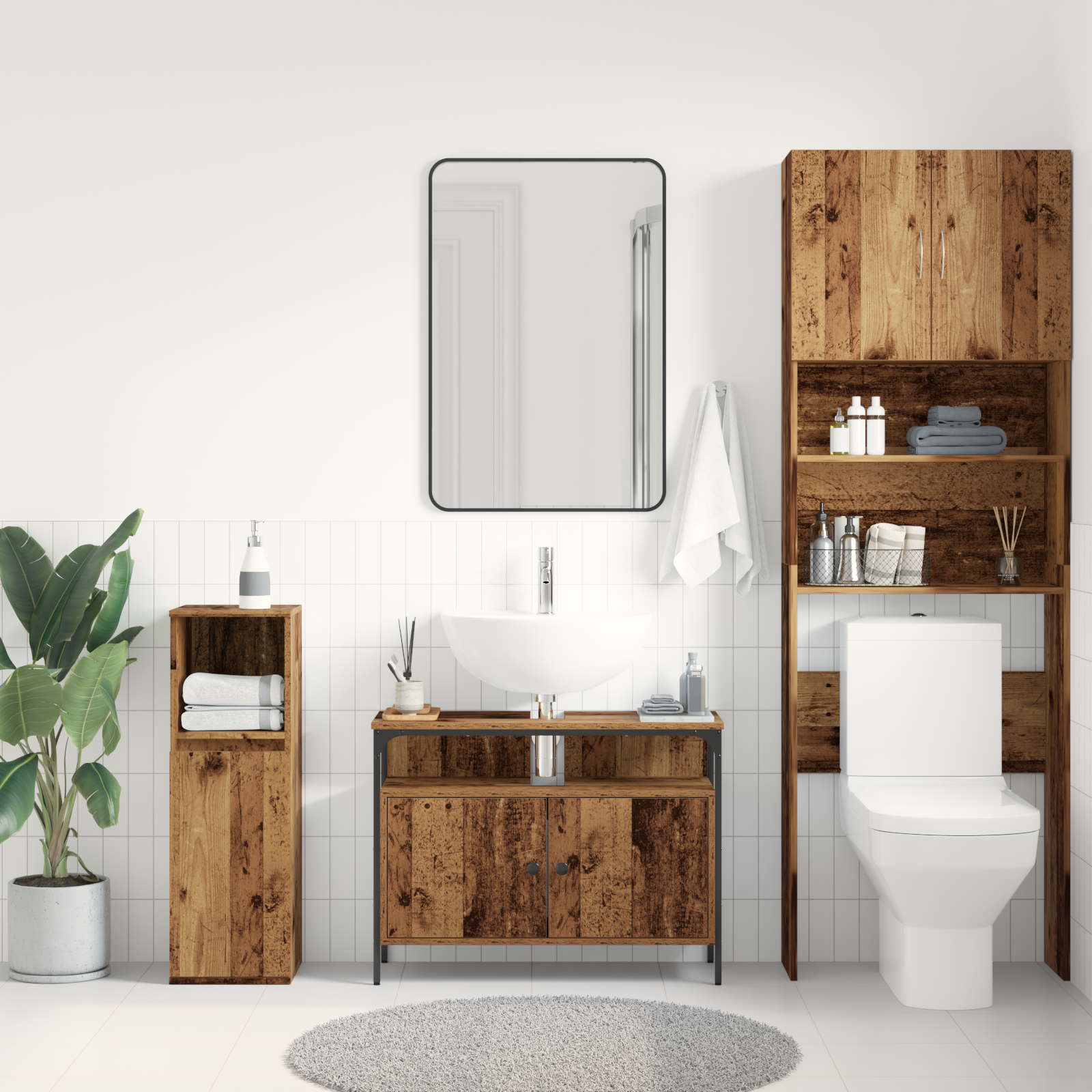 Bathroom Sink Cabinet Old Wood 80x30x60 cm Engineered Wood - Image 4