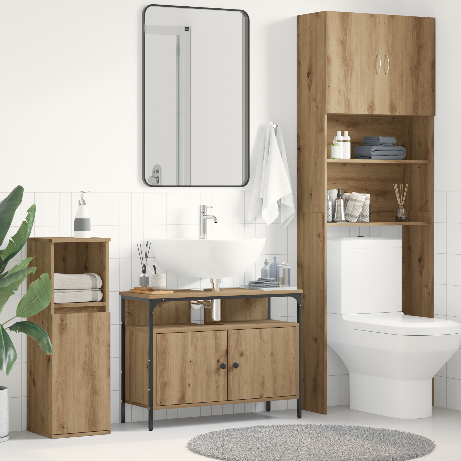 Bathroom Sink Cabinet Artisan Oak 80x30x60 cm Engineered Wood